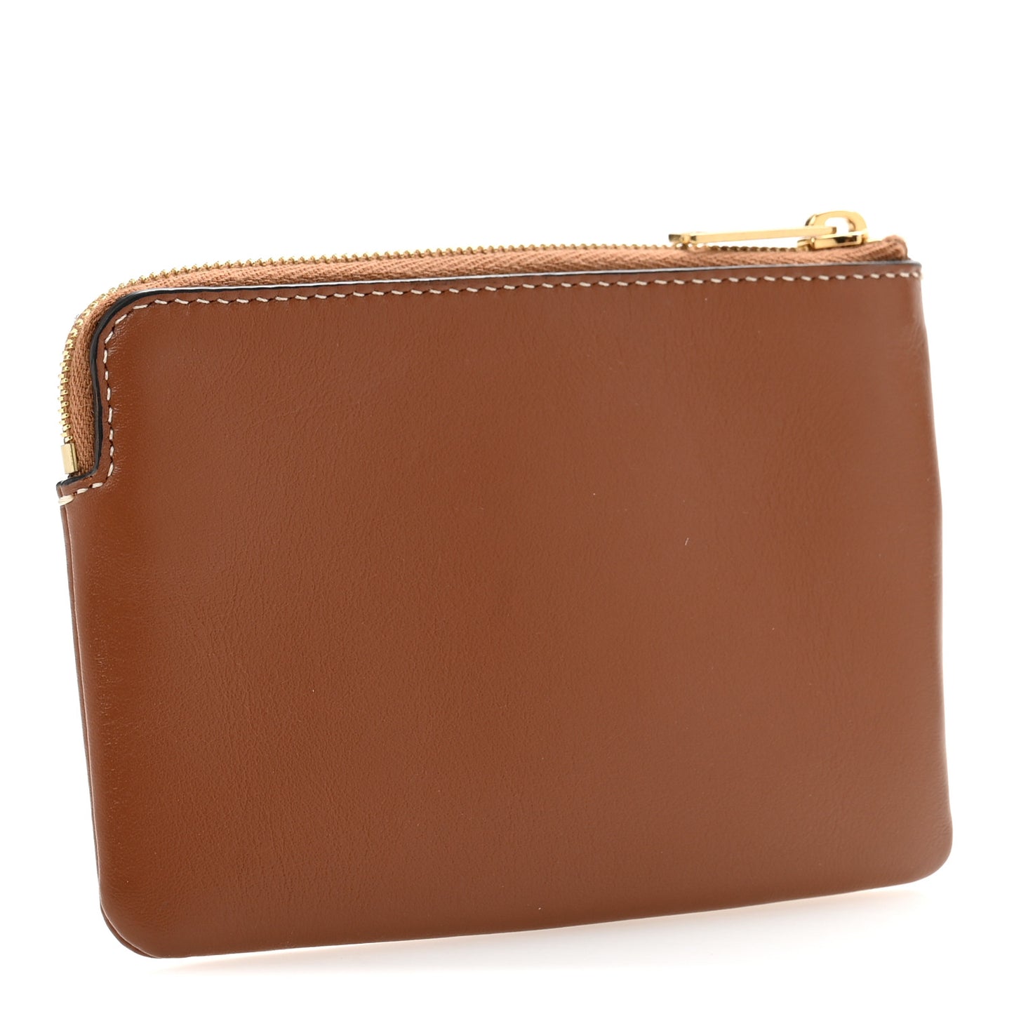 Smooth Calfskin Cuir Triomphe Coin and Card Pouch With Hook Tan