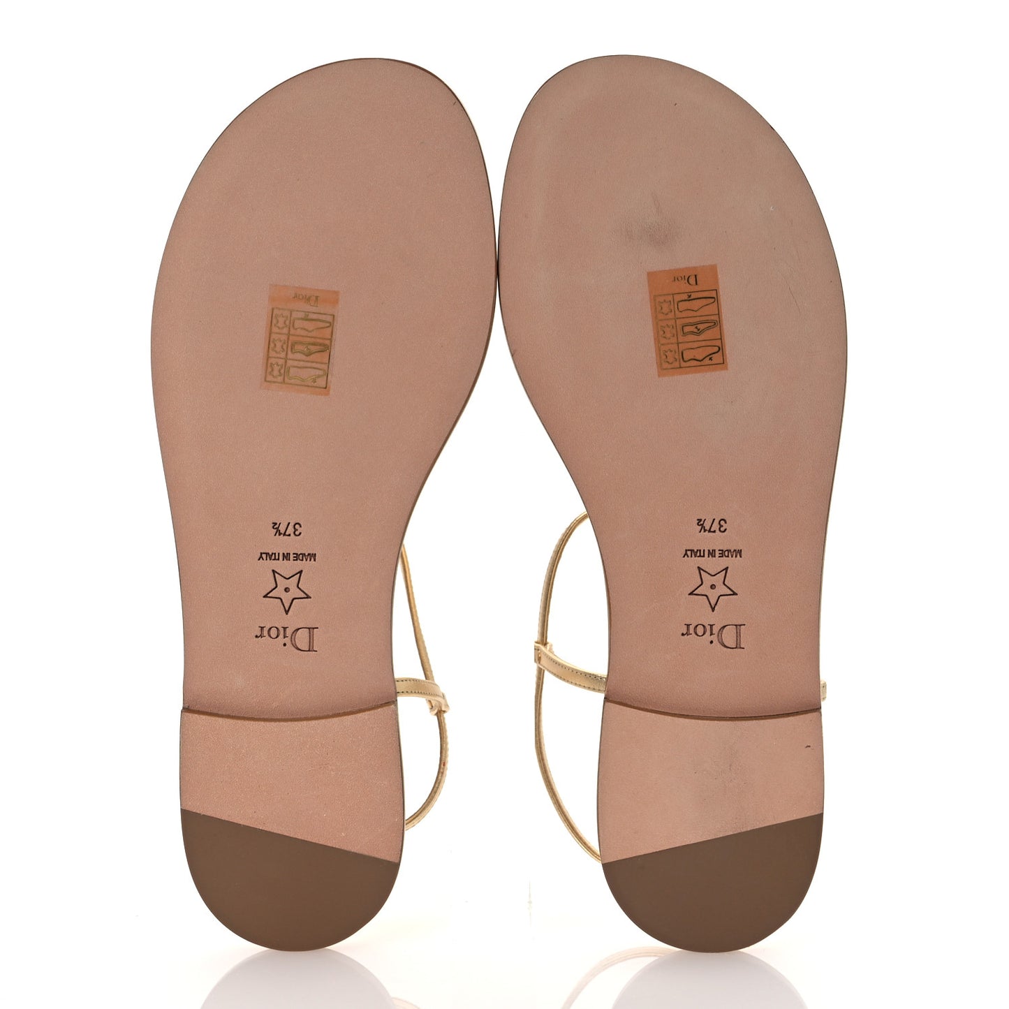 Laminated Calfskin C'est Dior Sandals 37.5 Light Gold