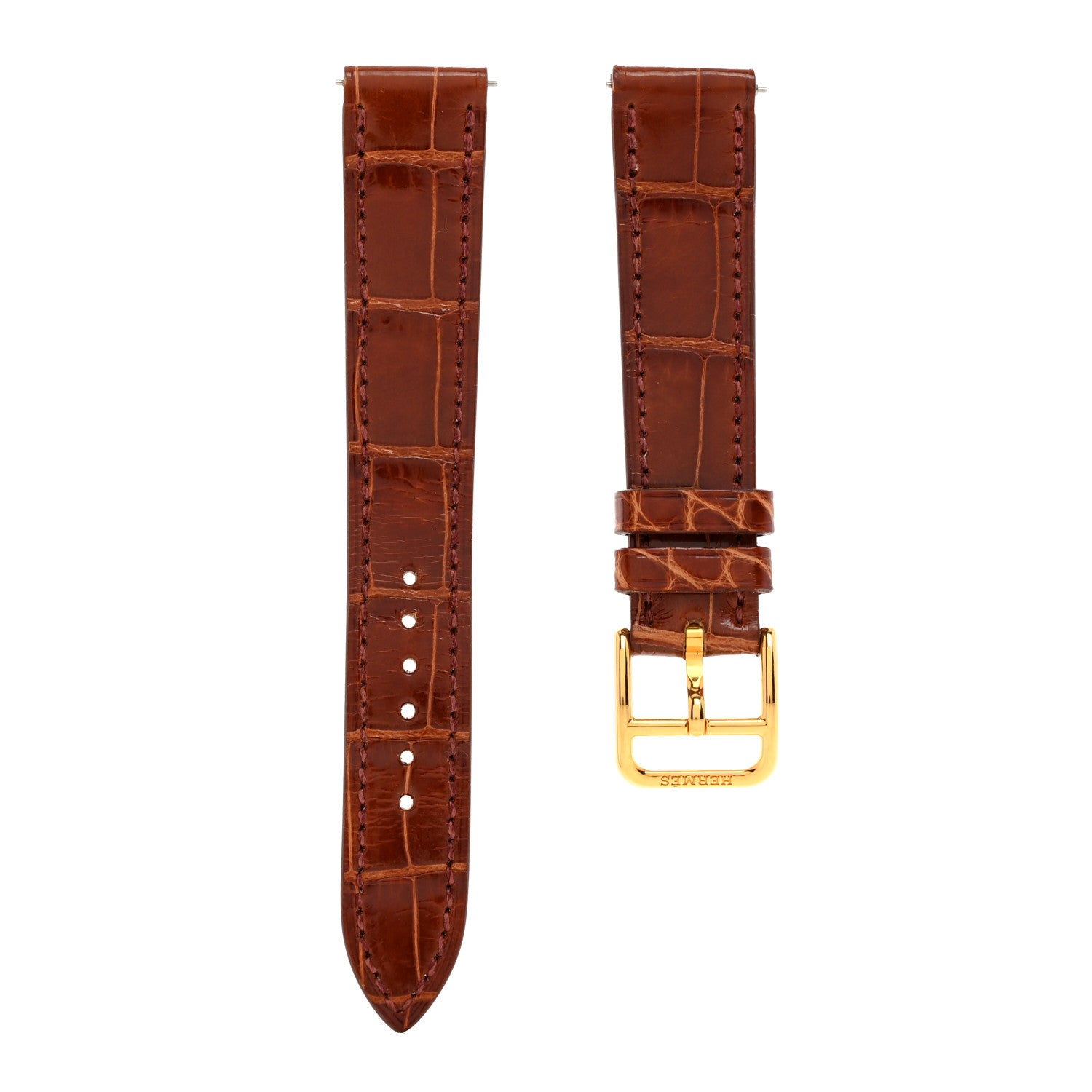 Hermes Shiny Alligator Watch Strap Miel 1 of 8