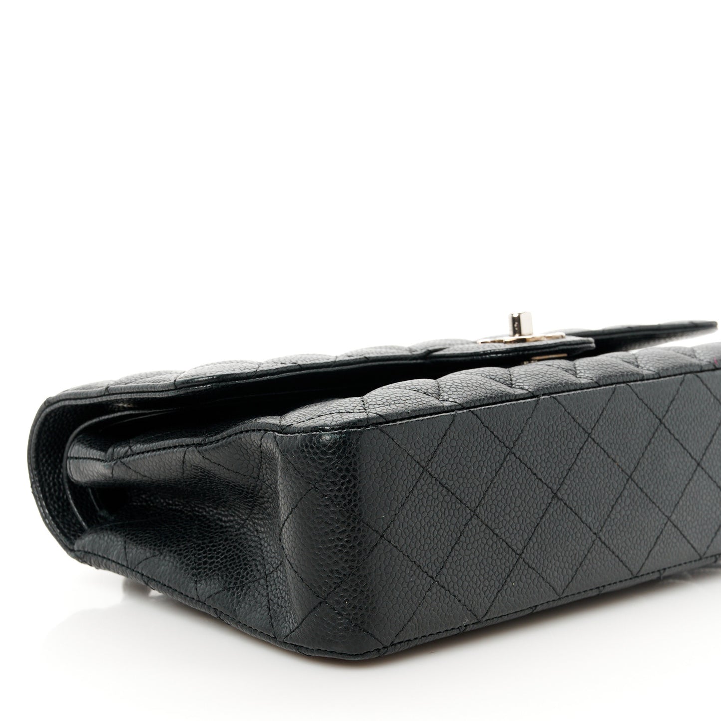 Caviar Quilted Medium Double Flap Black