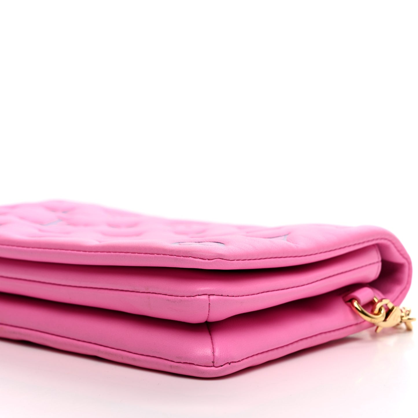 Lambskin Embossed Monogram Vuittamins Pochette Coussin Rose Violet
