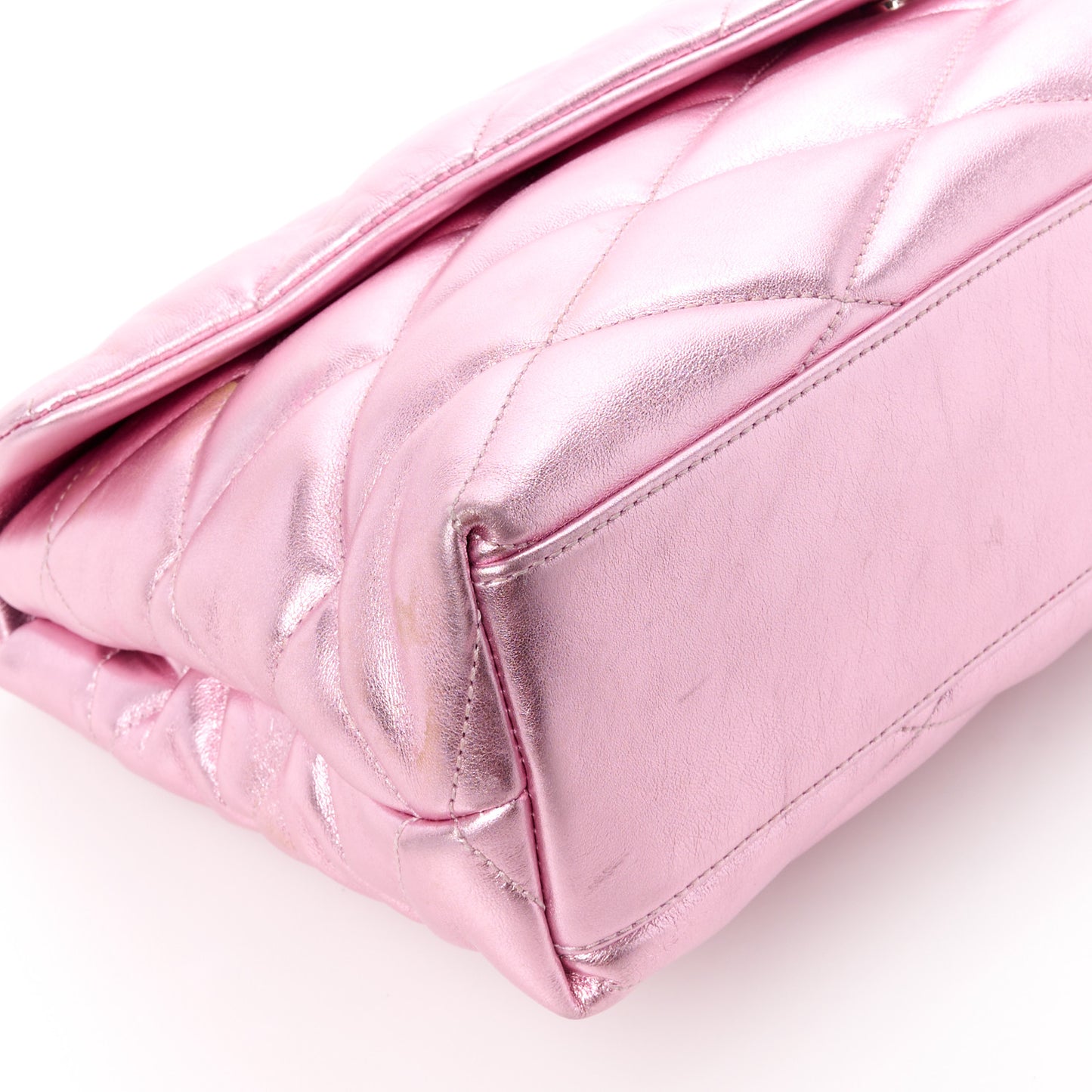 Metallic Lambskin Quilted Sade Puffer Envelope Clutch New Azalea