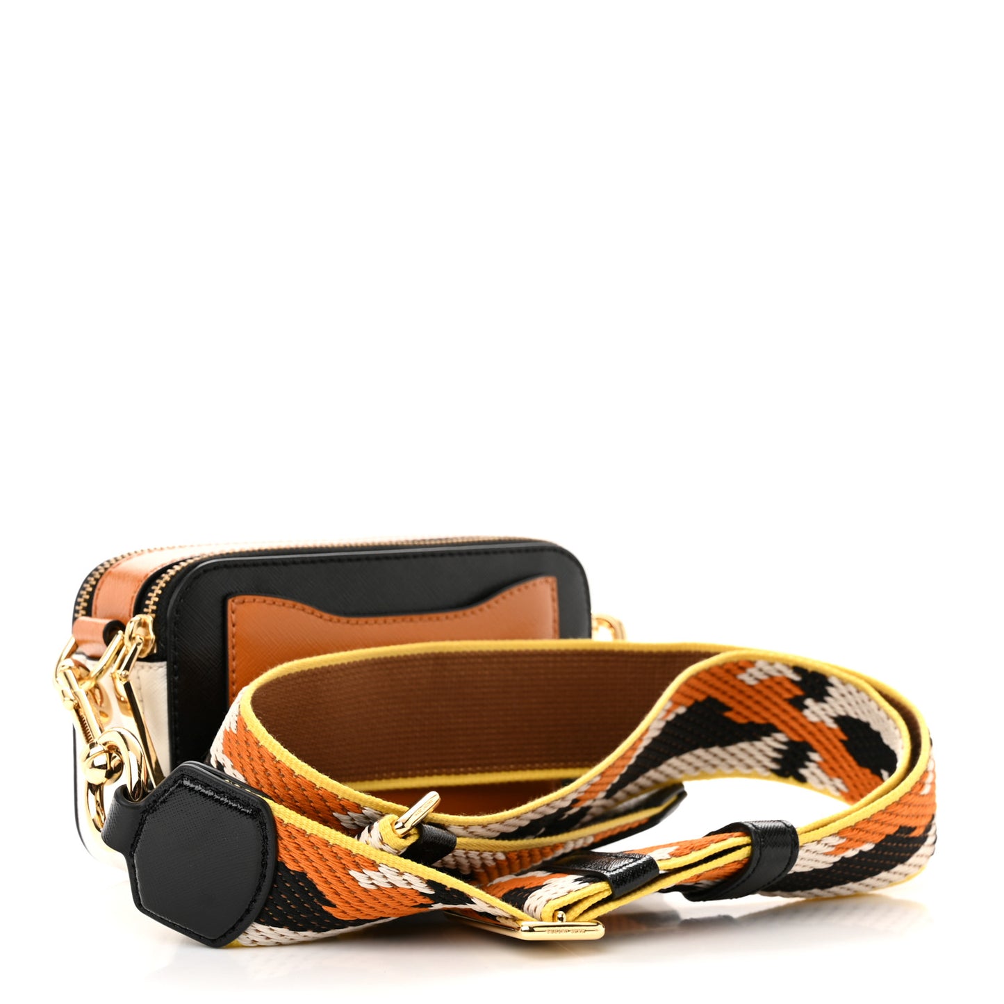 Saffiano Small Snapshot Camera Bag Black Honey Ginger