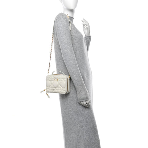 Calfskin Macrocannage Caro Box Bag Latte
