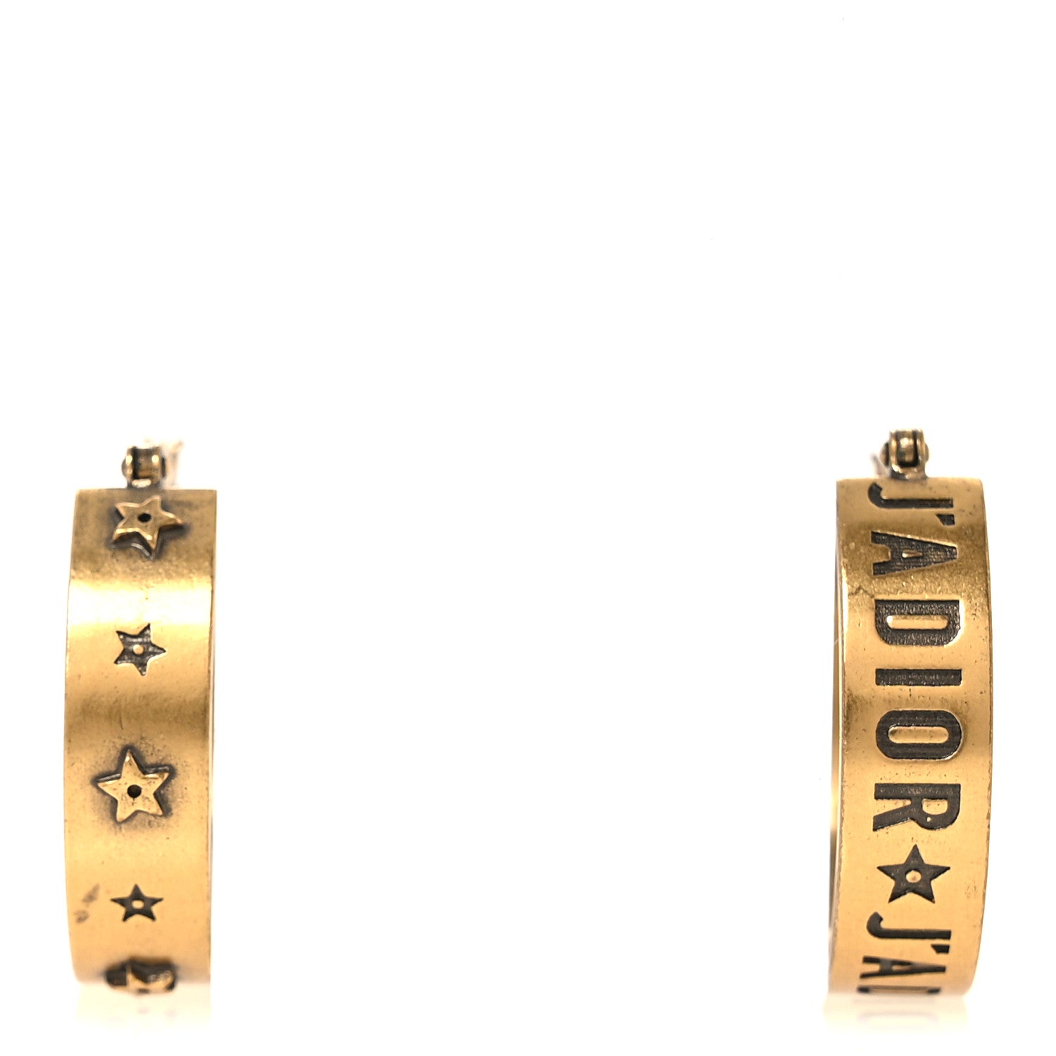 Christian Dior Metal Small J'Adior Star Hoop Earrings Aged Gold