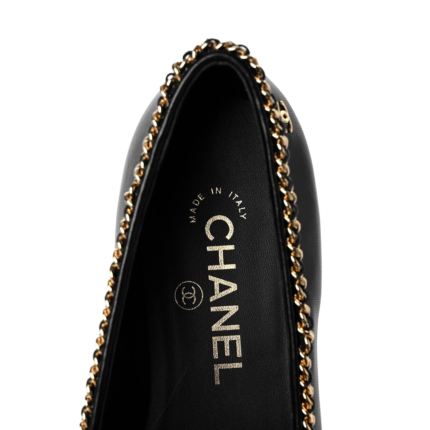 Chanel Lambskin Patent Calfskin Chain Cap Toe Loafer 36.5 Black 7 of 9