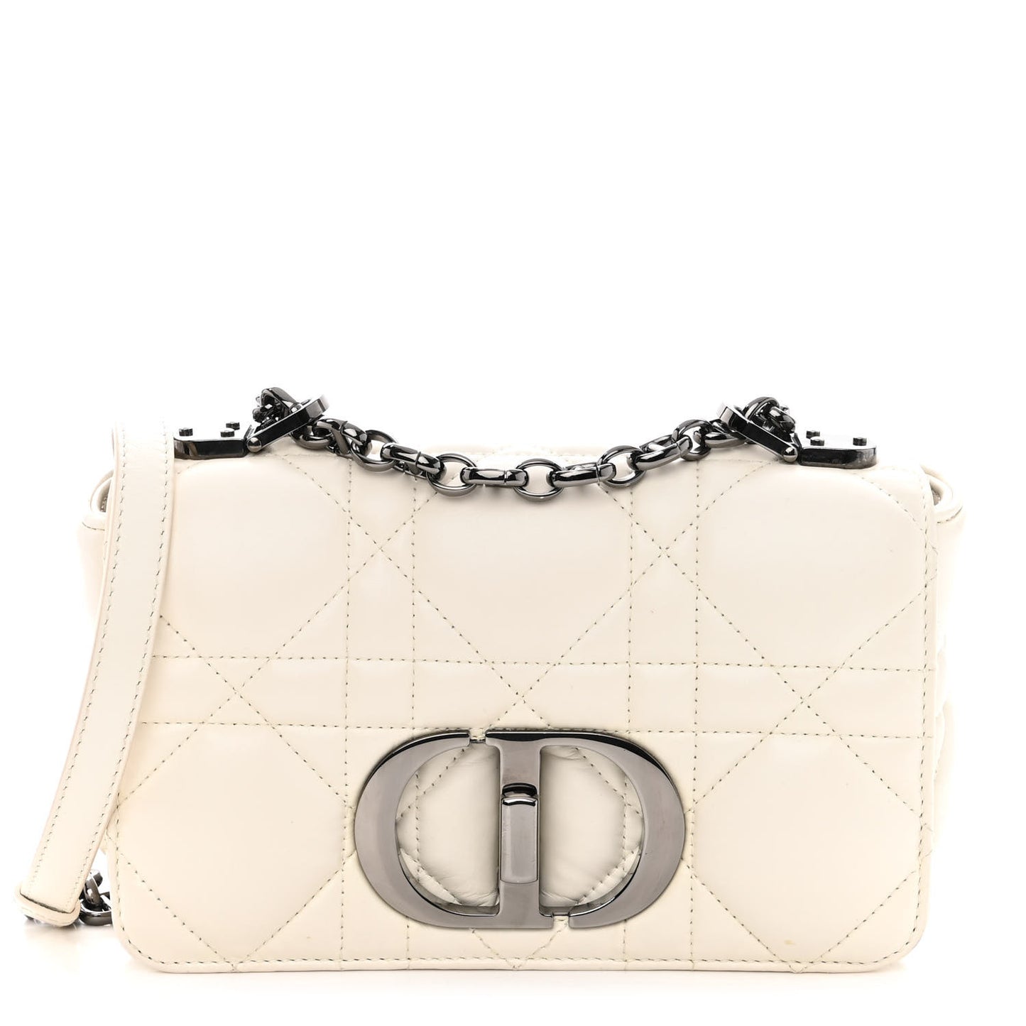 Lambskin Macrocannage Small Dior Caro Bag Ivory