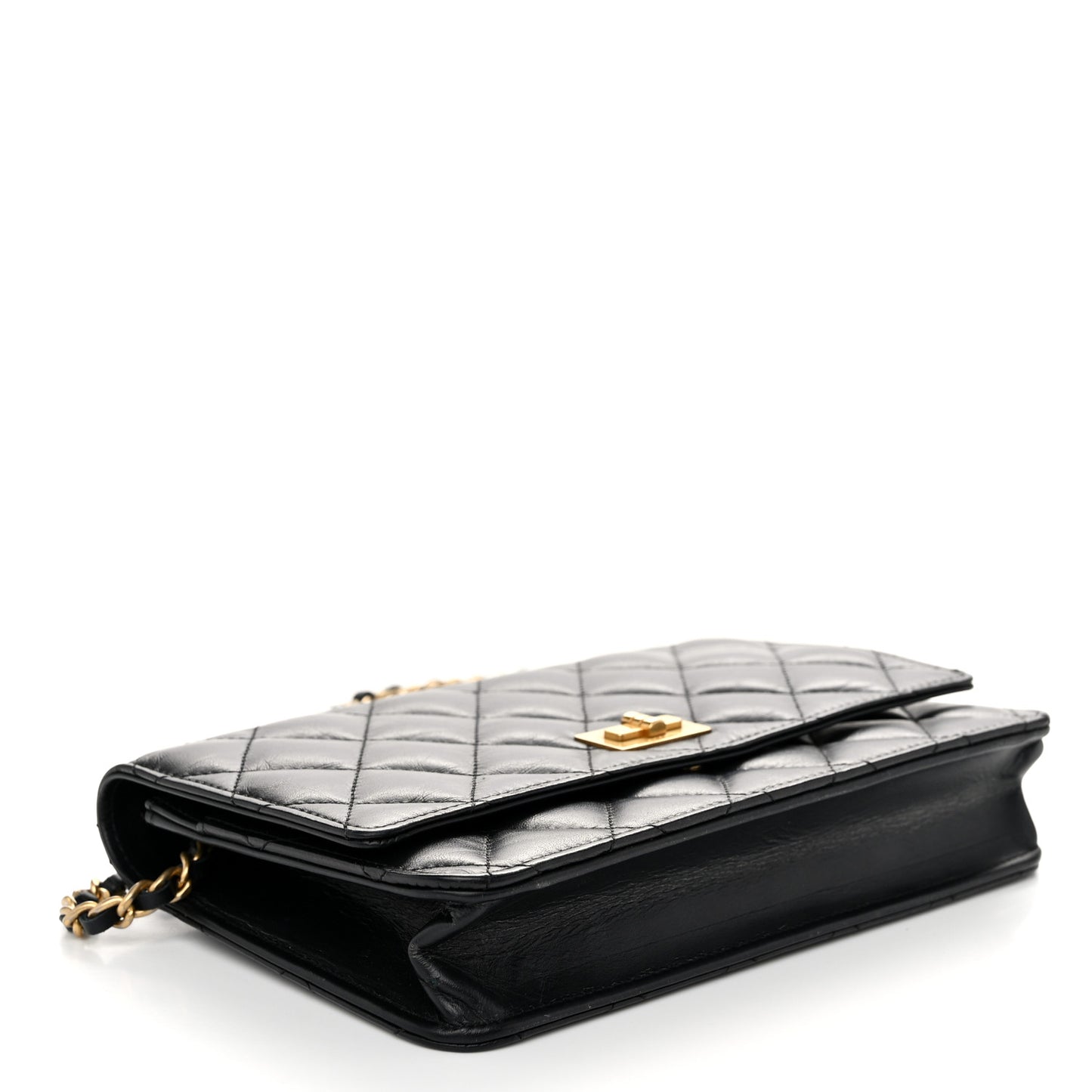 Aged Calfskin Quilted Reissue Wallet On Chain WOC Black