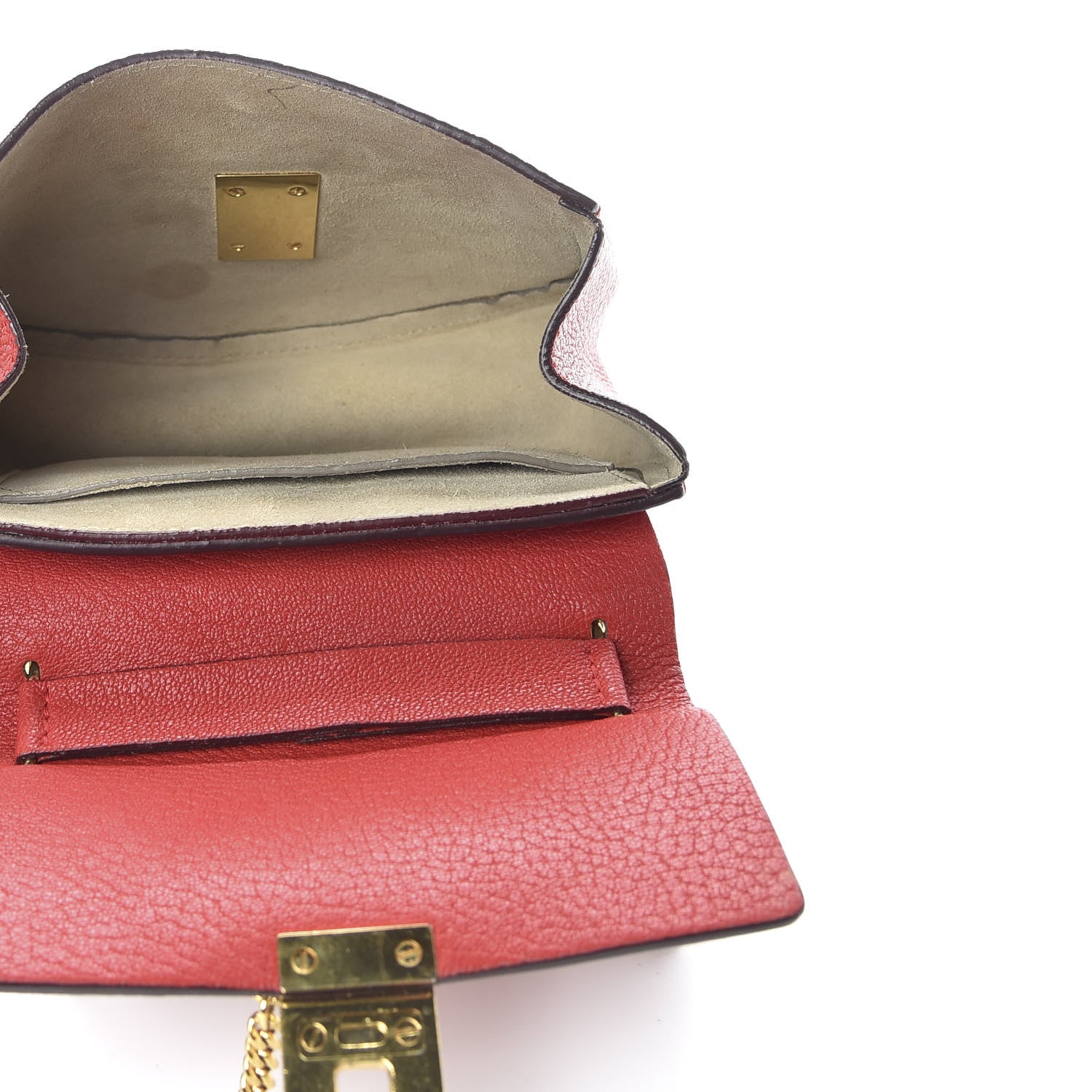 Chloe Grained Lambskin Mini Drew Shoulder Bag Plaid Red 6 of 11