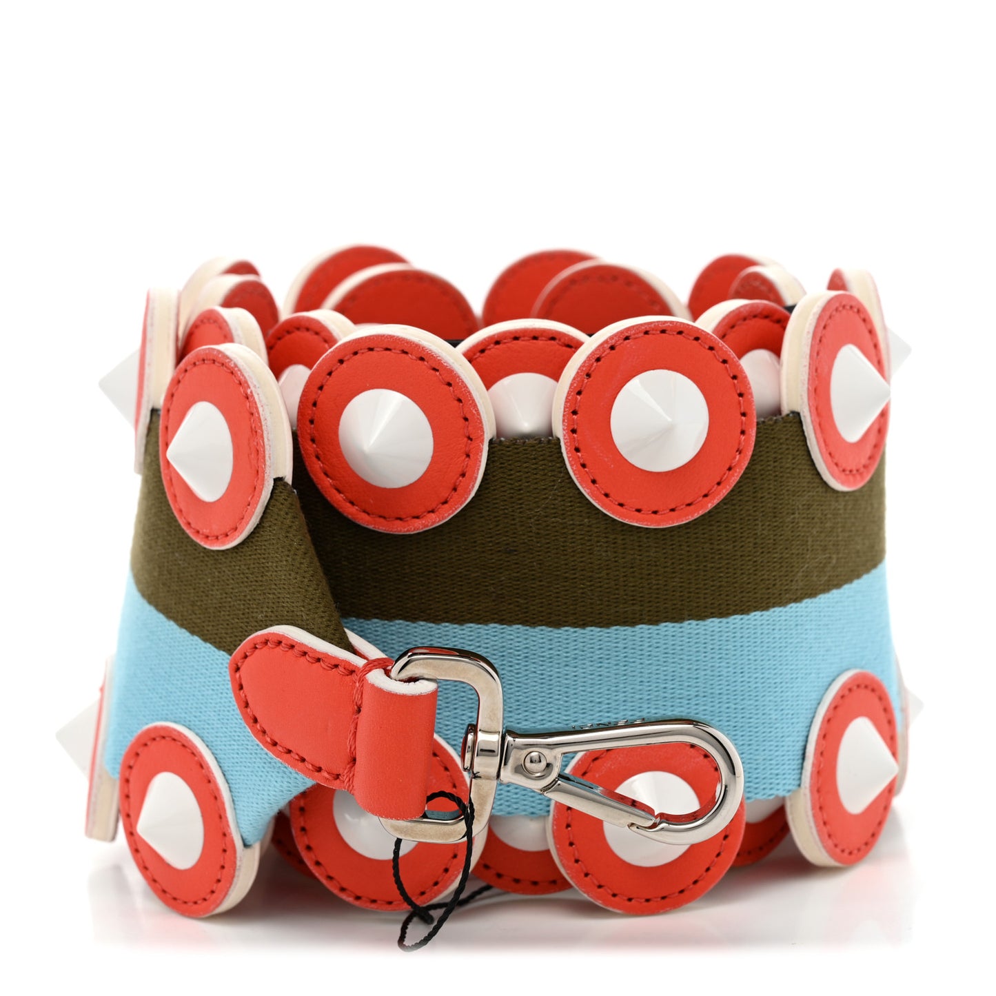 Canvas Vitello Dolce Spike Studded Circle Strap You Turchese Camaleonte Arancio Parrot