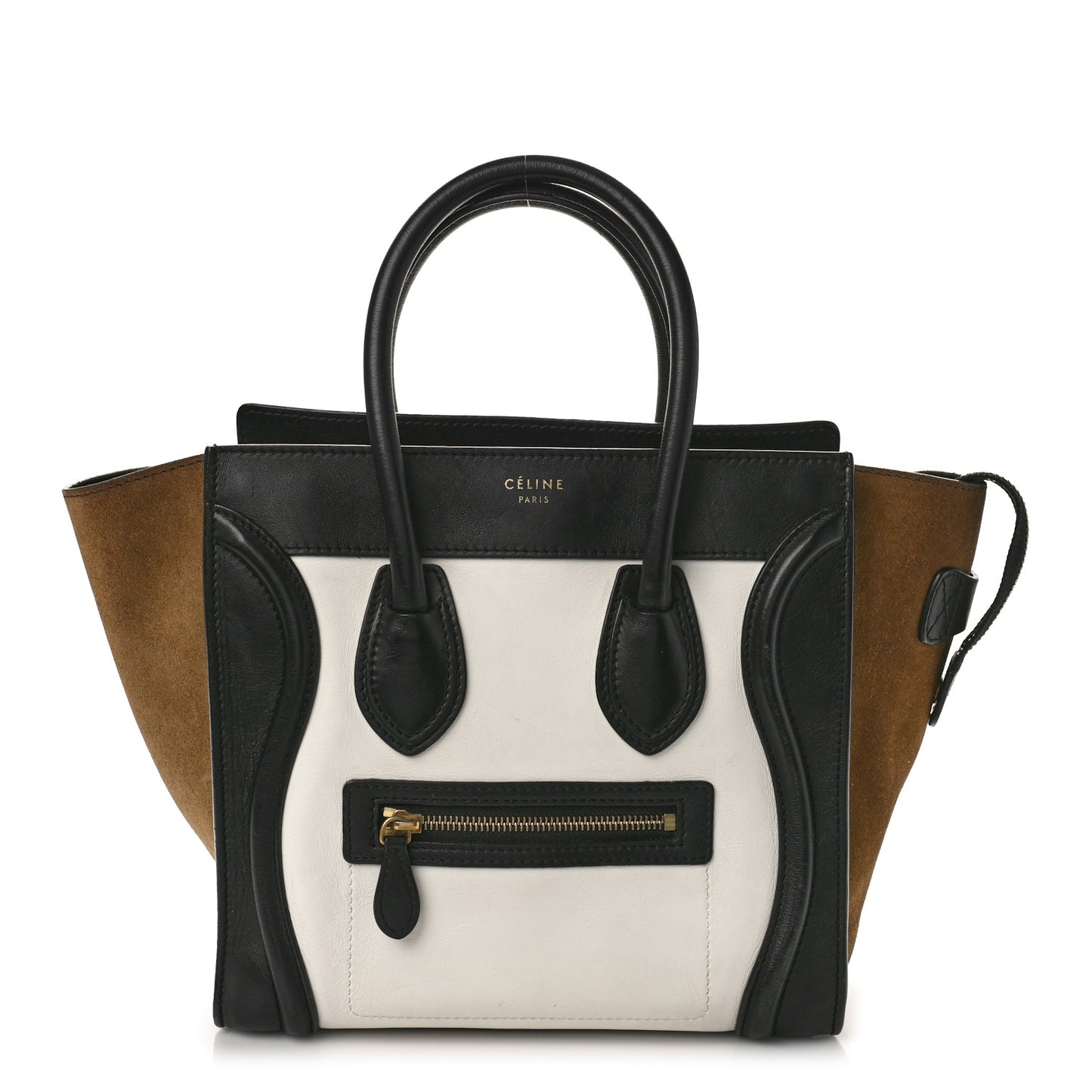 Smooth Calfskin Nubuck Micro Tri-Color Luggage White