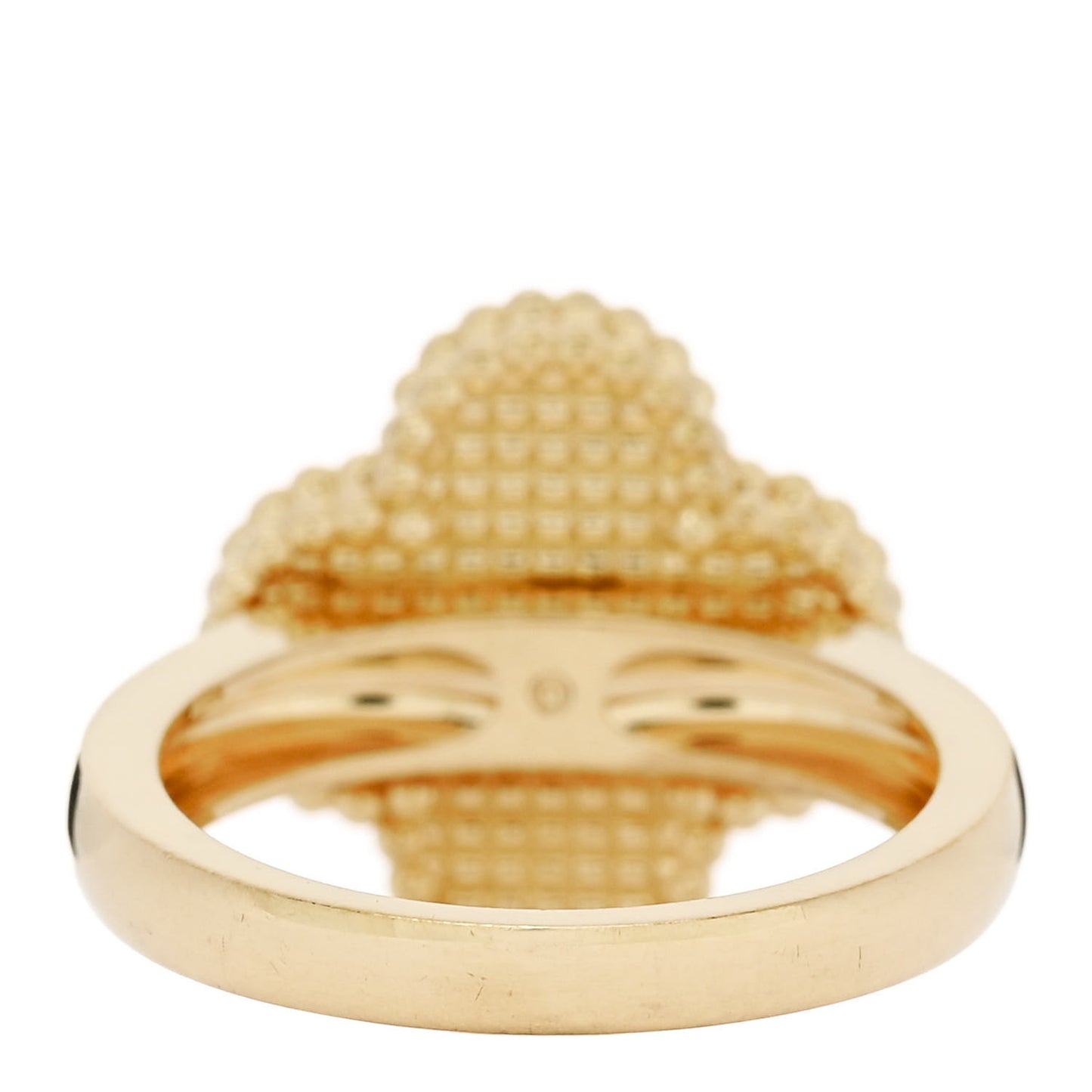 18K Yellow Gold Diamond Black Onyx Vintage Alhambra Ring 50 5.5