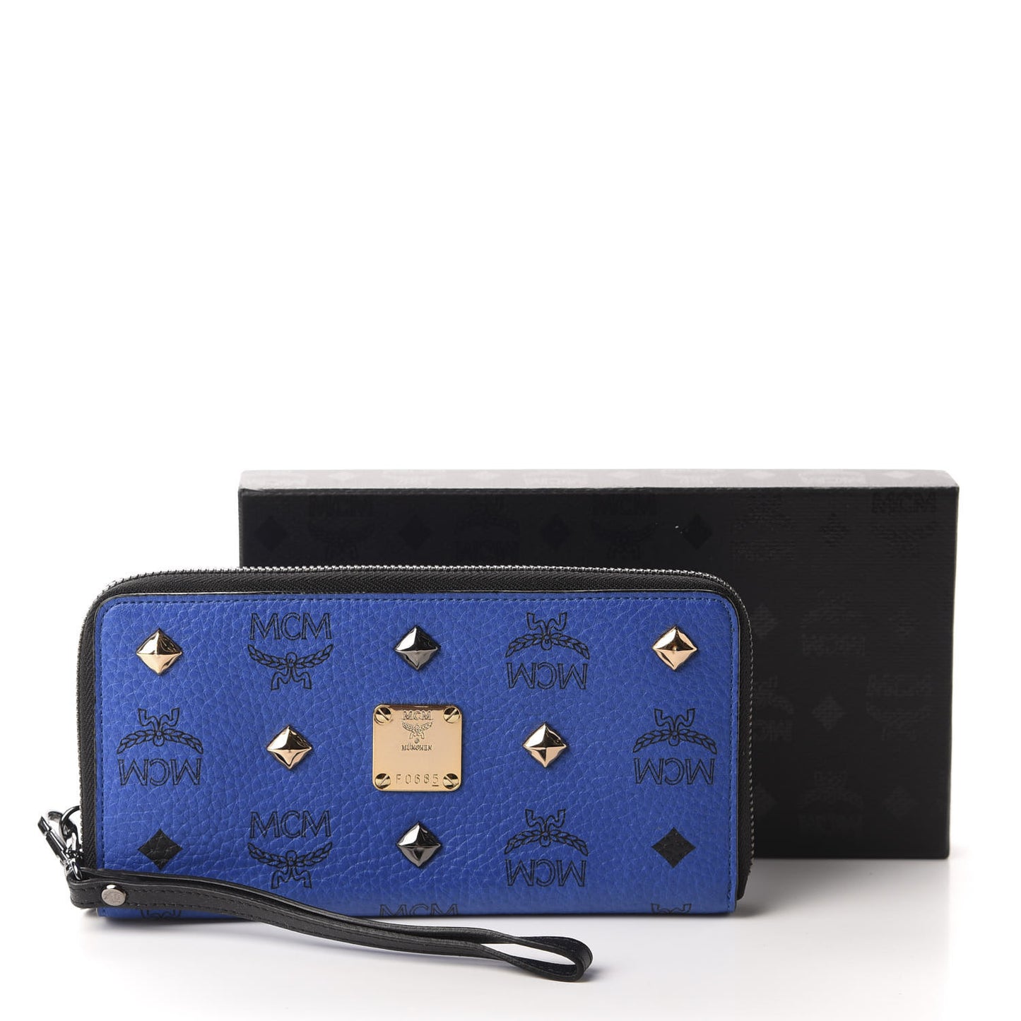Visetos Studded Zip Around Wristlet Wallet Blue