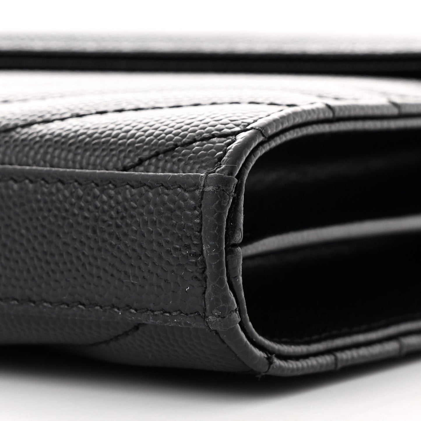 Grain De Poudre Matelasse Chevron Monogram Chain Wallet Black