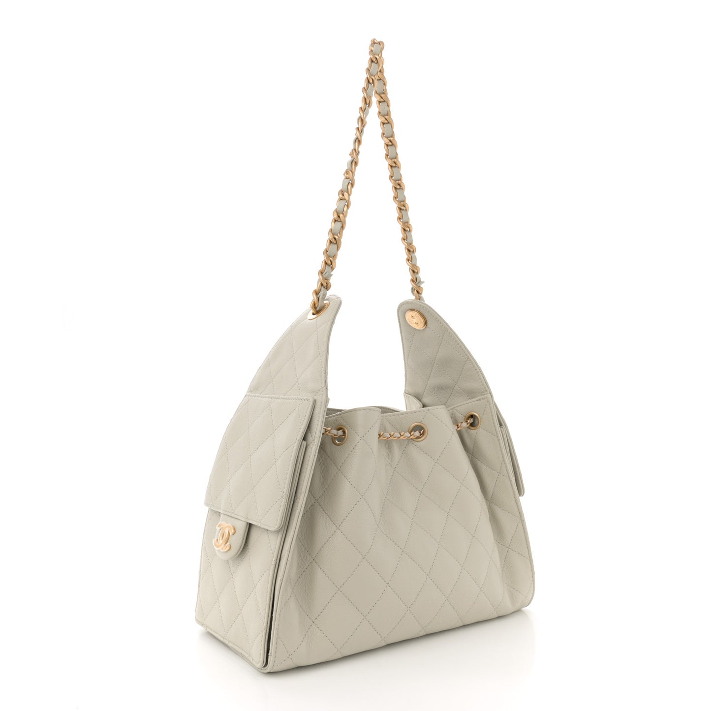 Caviar Quilted Small Chanel 25 Handbag Light Grey
