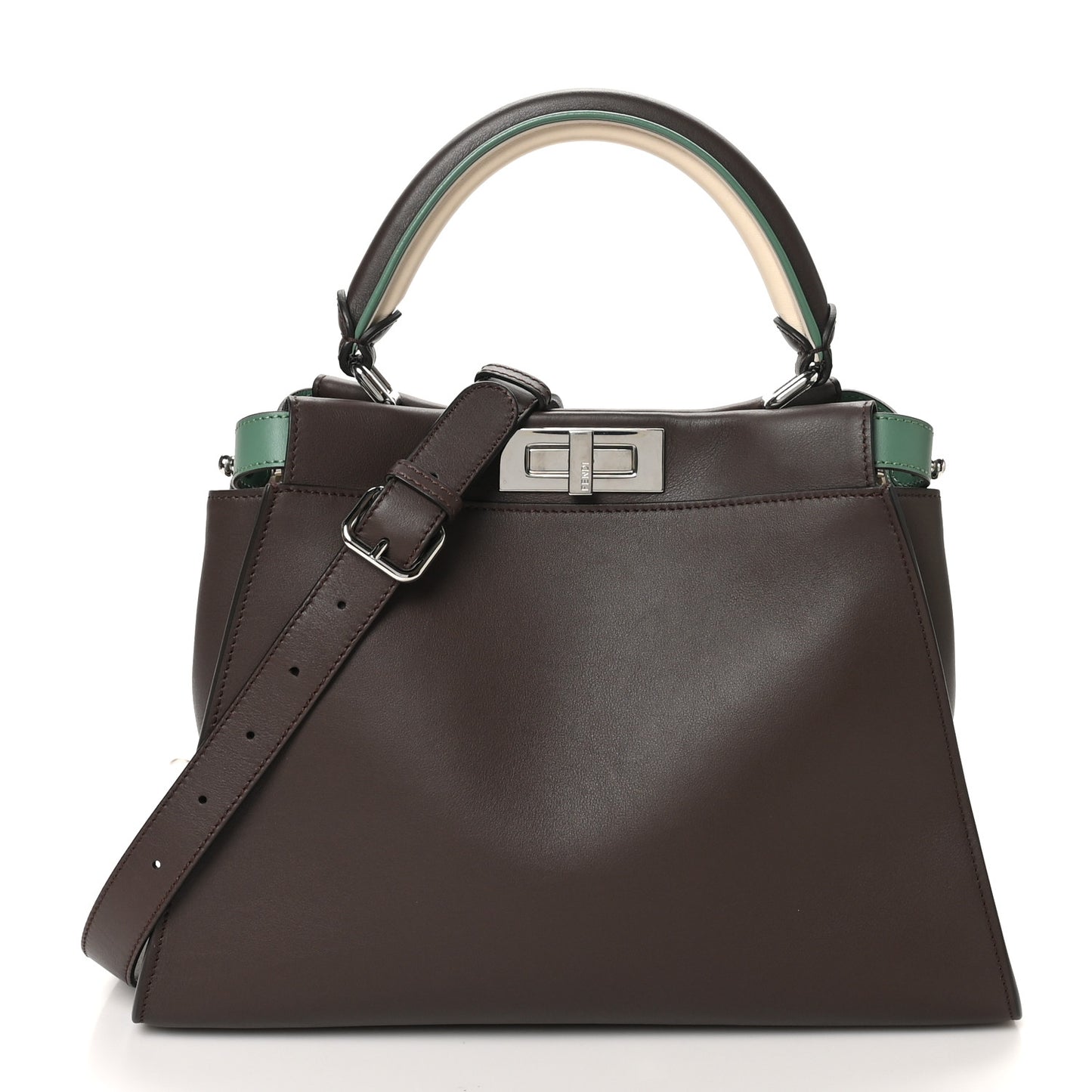 Vitello Seta Century Nappa Canvas Medium Peekaboo Iconic Defender Satchel Moresco Verde Islanda