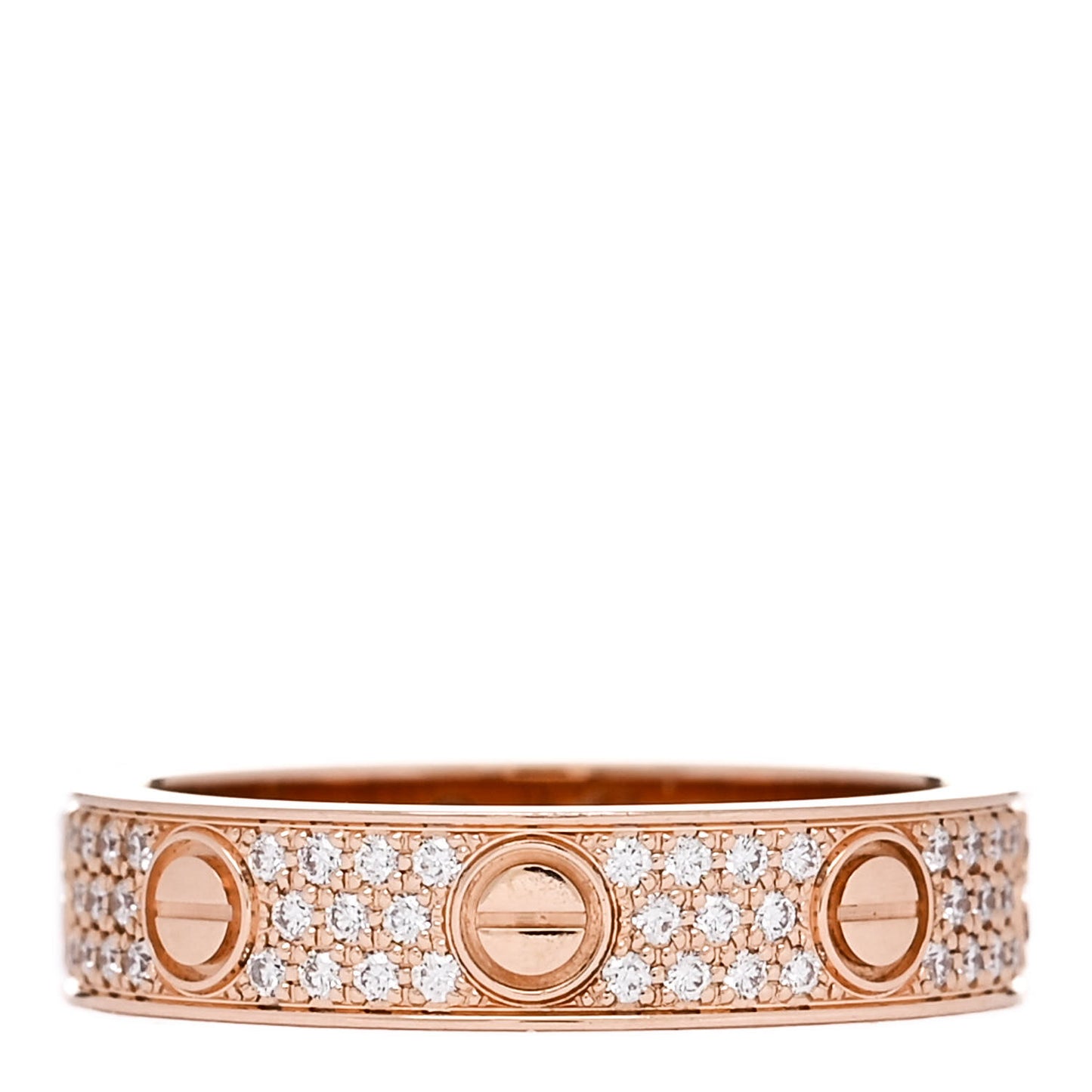 18K Pink Gold Diamond 4mm LOVE Wedding Paved Band Ring 47 4
