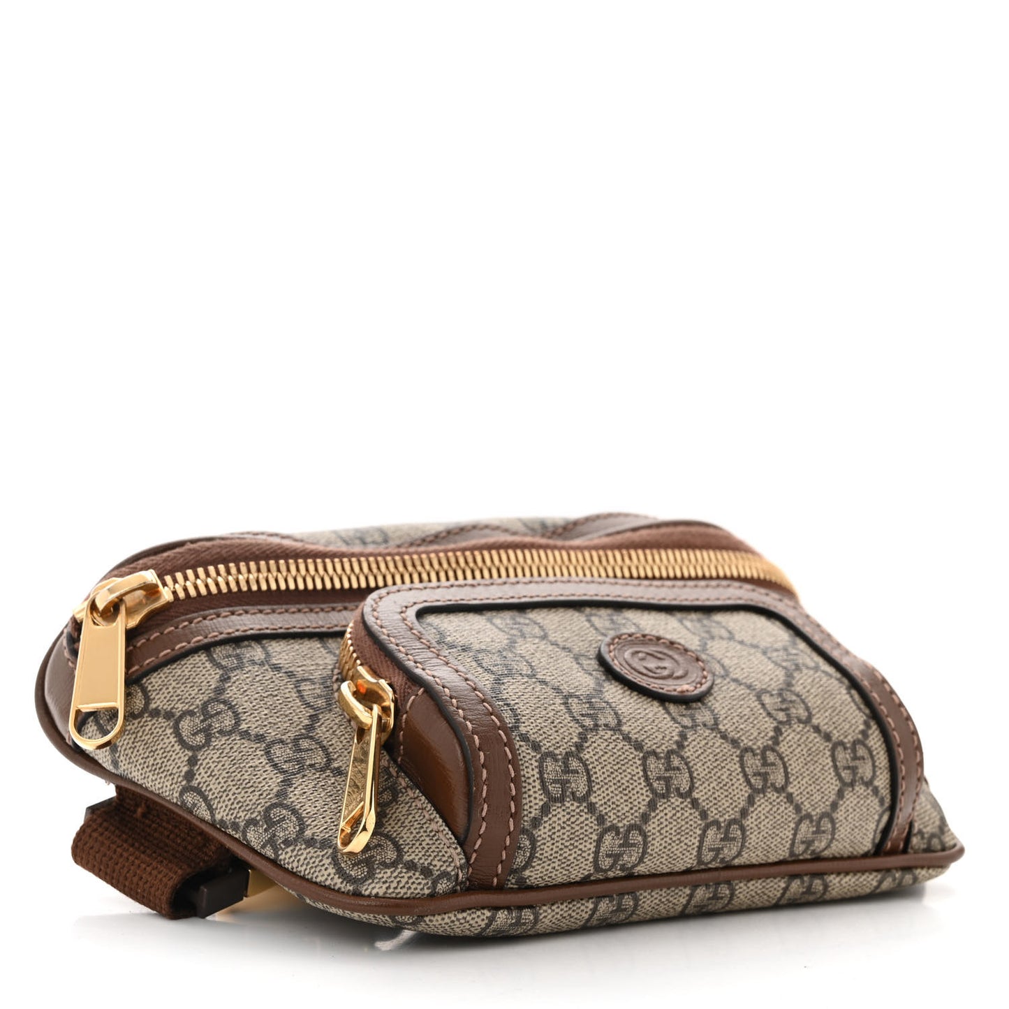 GG Supreme Monogram Textured Calfskin Retro Interlocking G Belt Bag Beige Ebony Brown Sugar