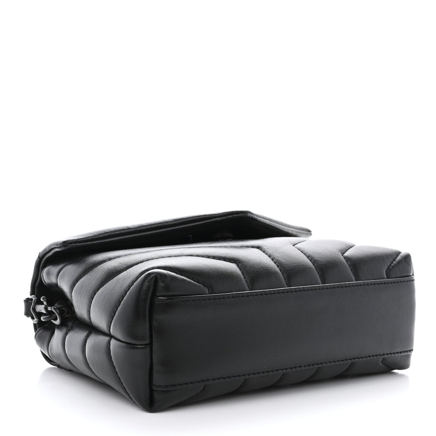 Calfskin Y Quilted Monogram Monochrome Toy Loulou Crossbody Bag Black