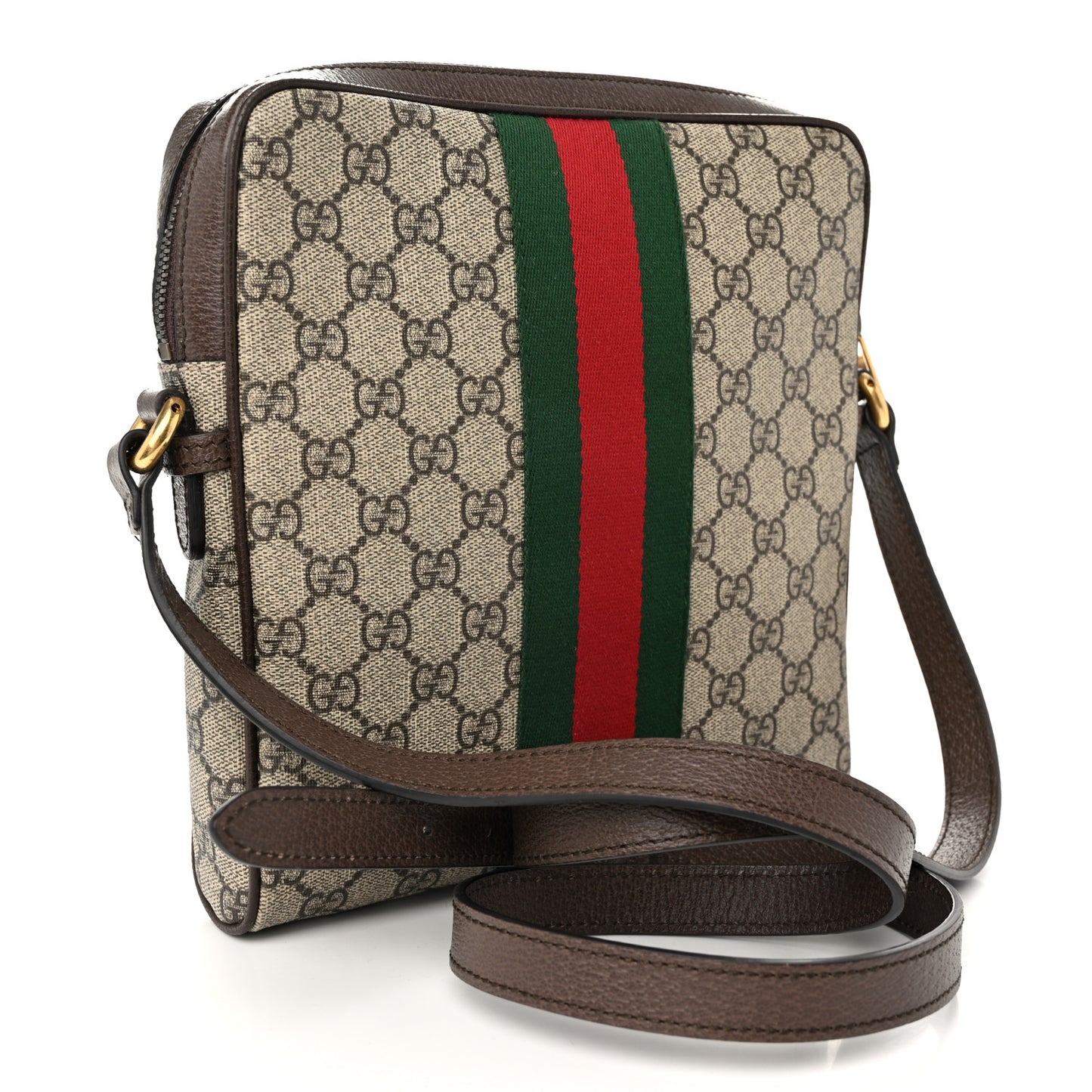 GG Supreme Monogram Web Small Ophidia Messenger Bag Brown
