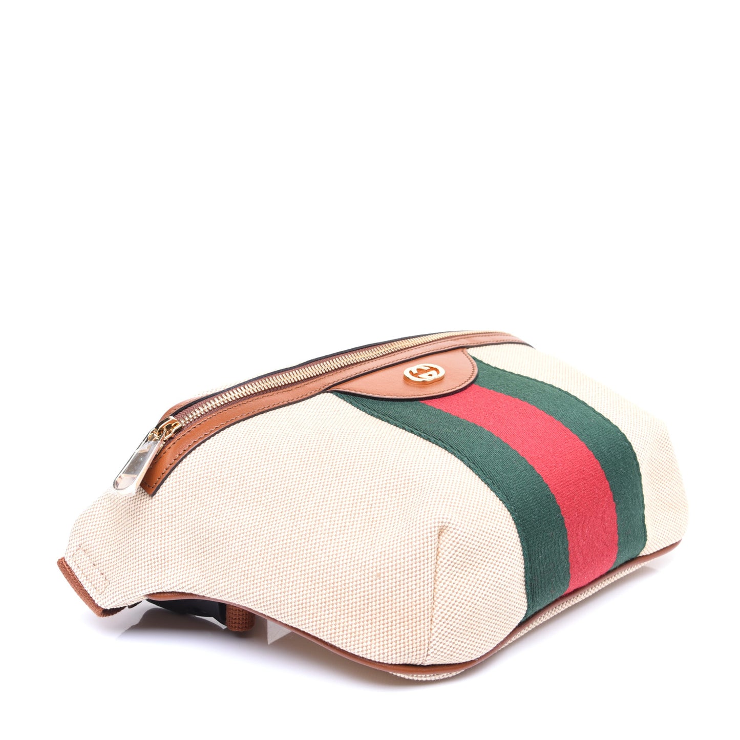 Vintage Canvas Web Belt Bag Sand Cuir