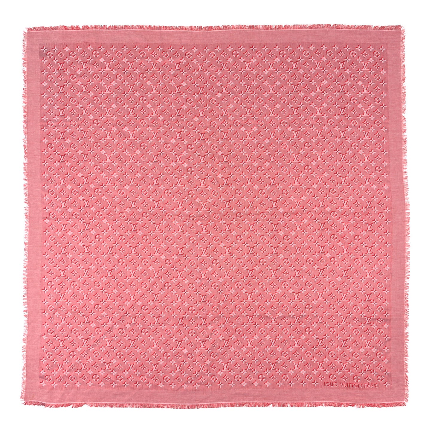 Silk Wool Monogram Umbra Shawl Rouge