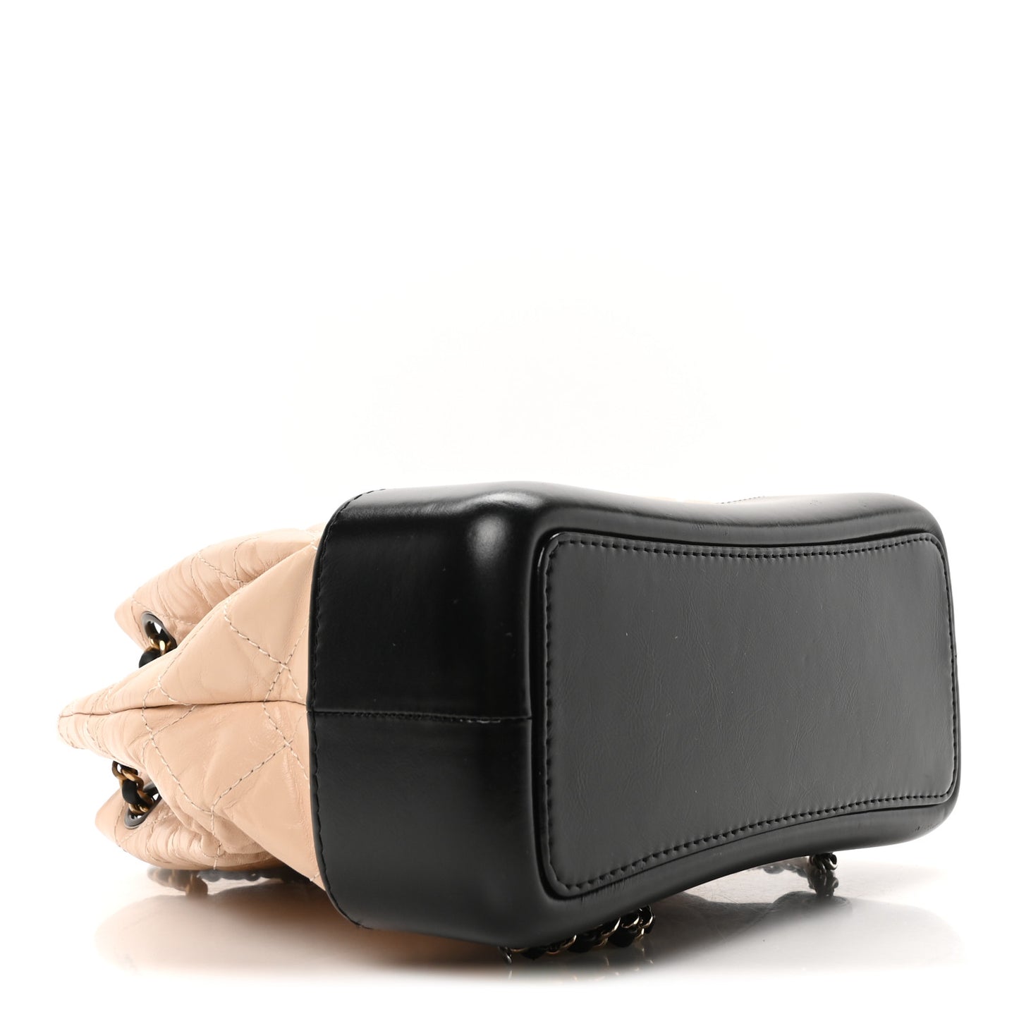 Aged Calfskin Quilted Small Gabrielle Backpack Beige Black