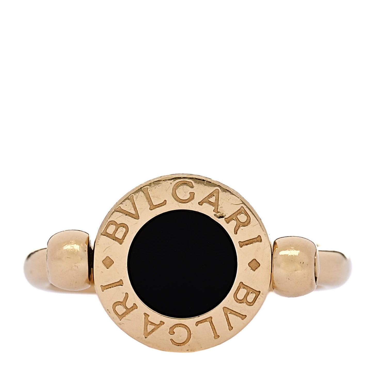 18K Yellow Gold Onyx Coral BVLGARI BVLGARI Ring 48 4.5