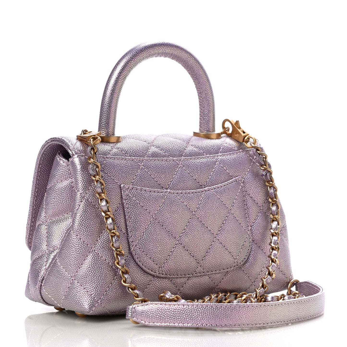 Metallic Caviar Quilted Extra Mini Coco Handle Flap Light Pink