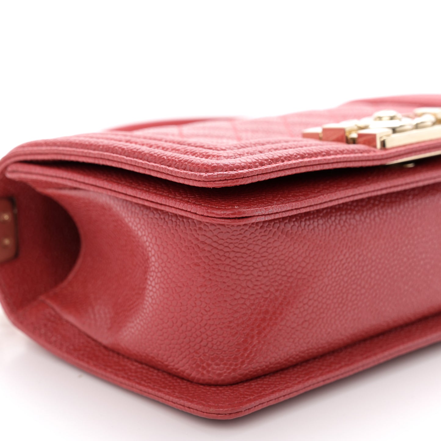 Caviar Quilted Small Boy Flap Red