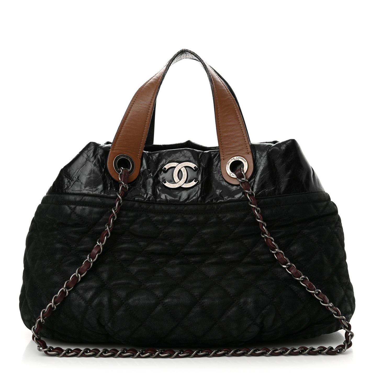 Iridescent Calfskin Small In The Mix Tote Black