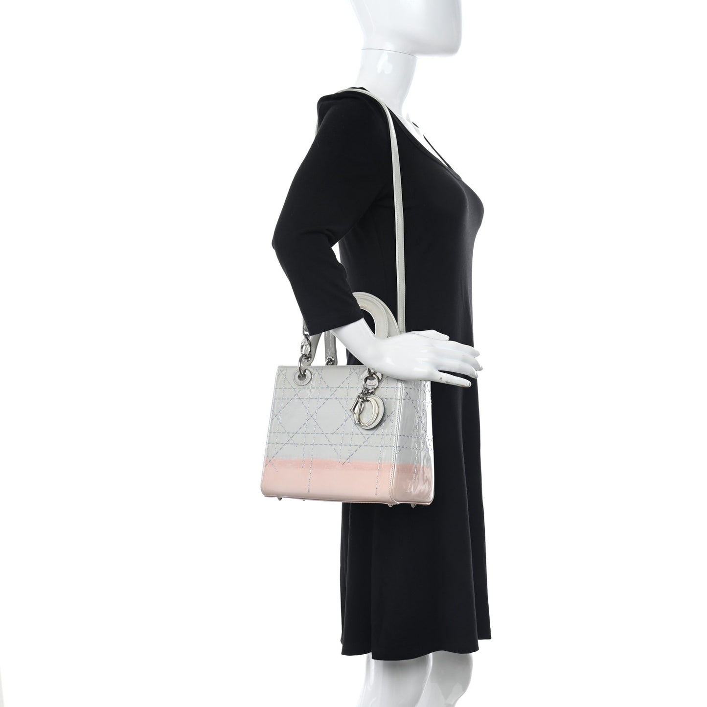 Patent Cannage Gradient Medium Lady Dior Blue Coral