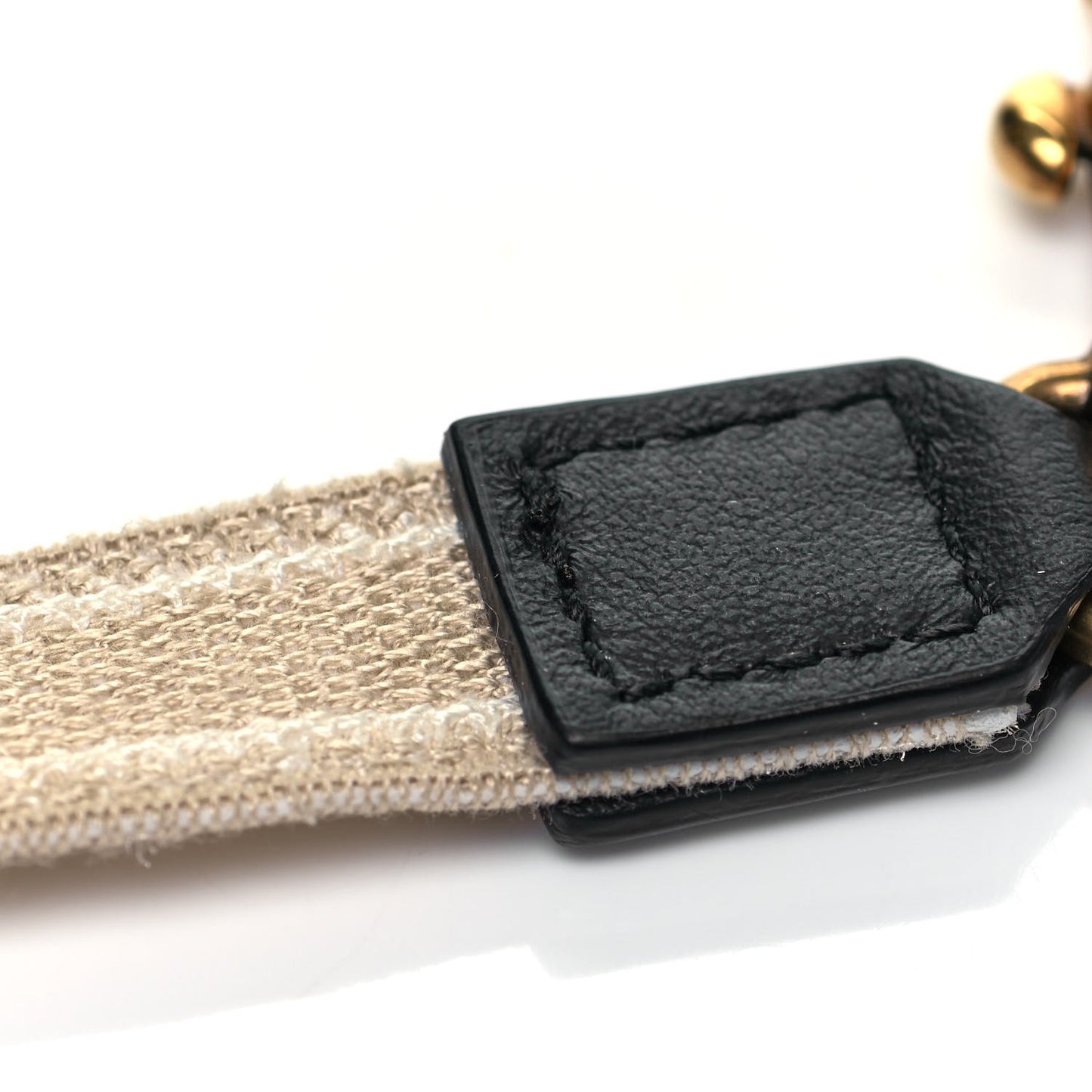 Canvas Embroidered Micro Adjustable Shoulder Strap Beige