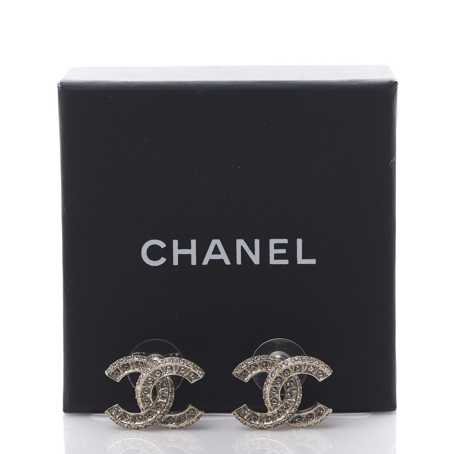 Crystal Textured CC Earrings Gold