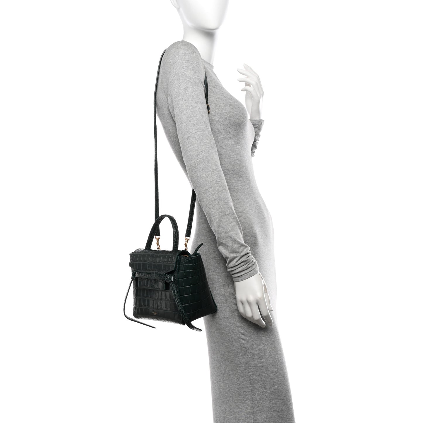 Calfskin Crocodile Embossed Nano Belt Bag Amazone