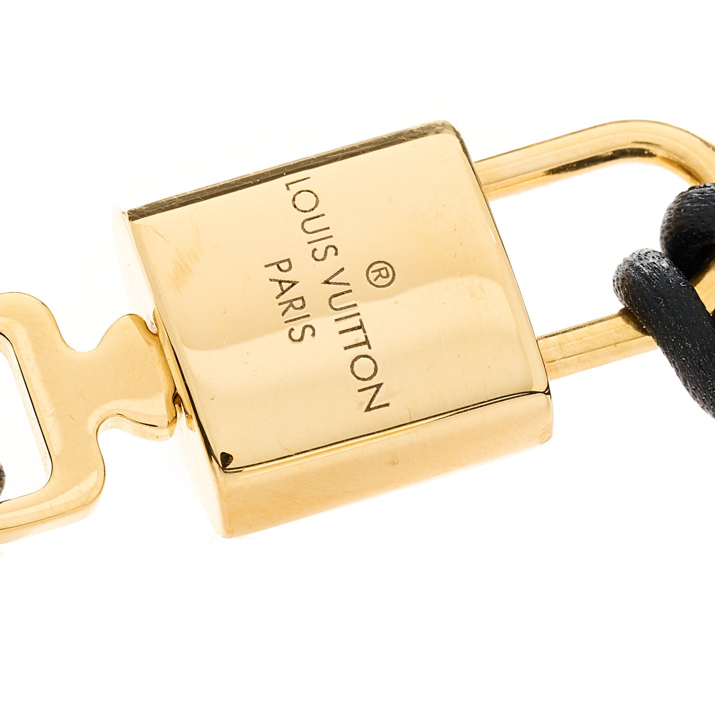 Calfskin LV Padlock Bracelet 17 Black