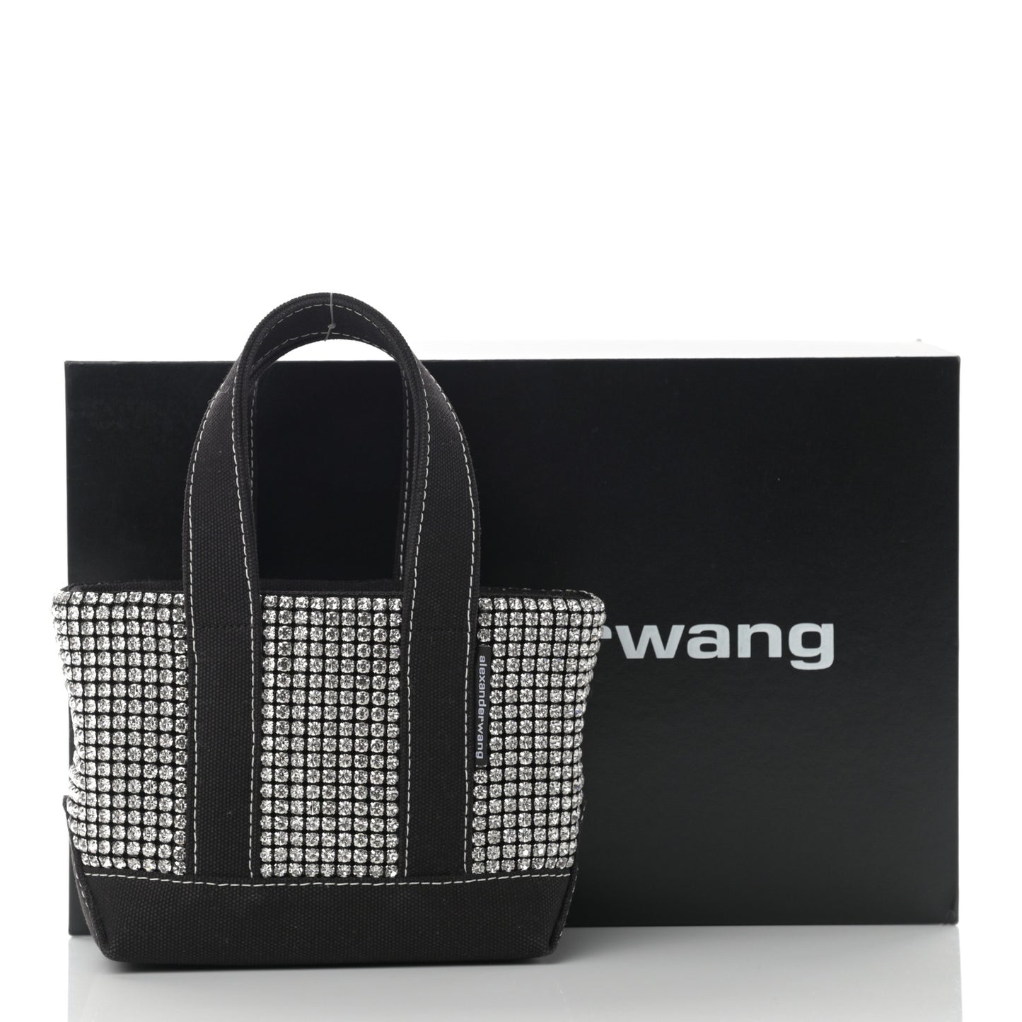 Mesh Crystal Rhinestone Mini Crusier Tote Black Silver