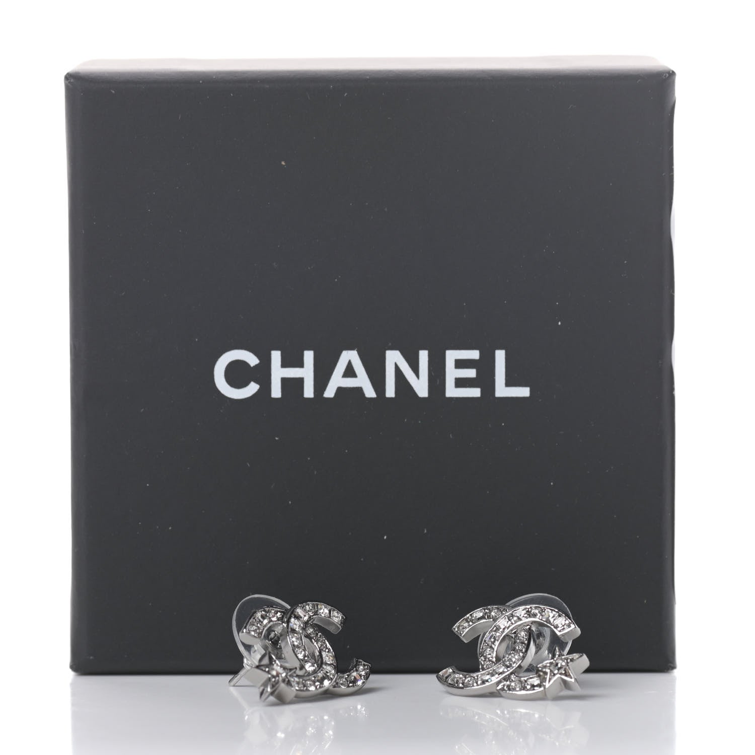 Chanel Crystal CC Starfall Earrings Silver 5 of 5
