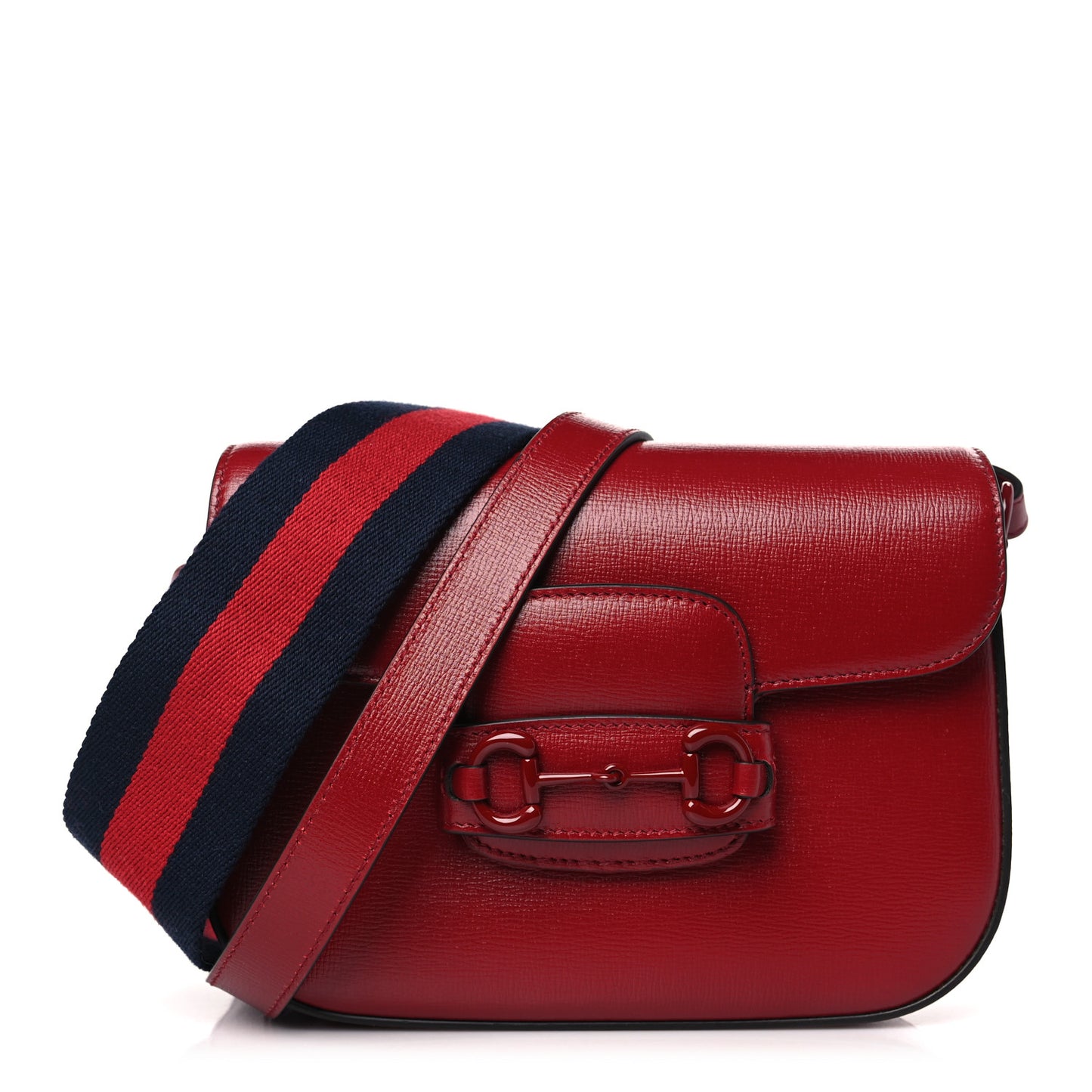 Azalea Calfskin Web Monochrome Horsebit 1955 Shoulder Bag New Cherry Red