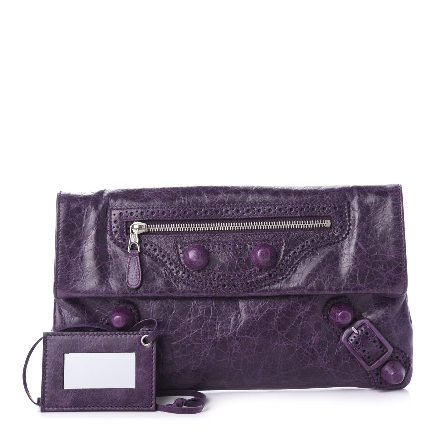Agneau Giant Brogues Hardware Envelope Clutch Raisin