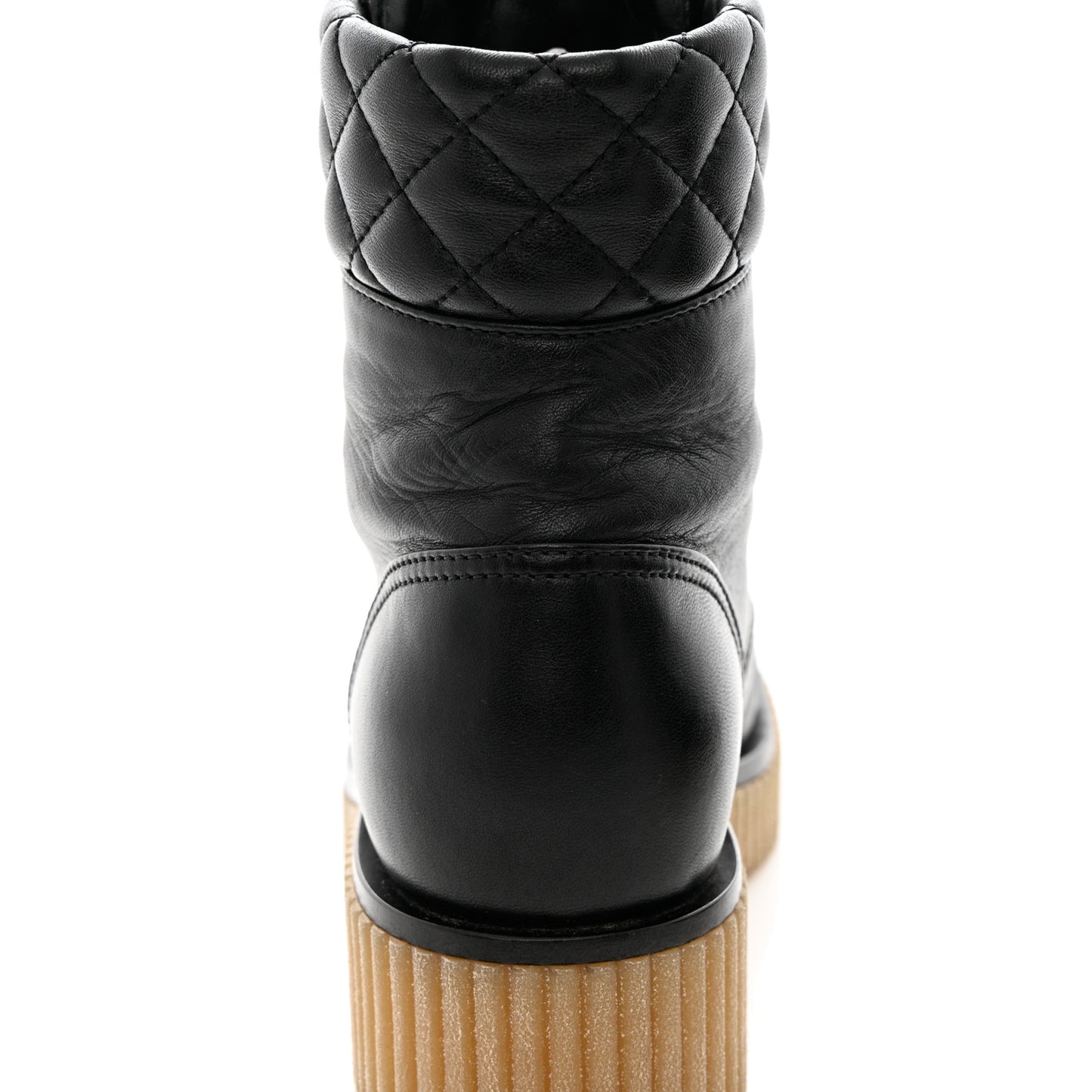 Calfskin Quilted CC Combat Boots 36 Black