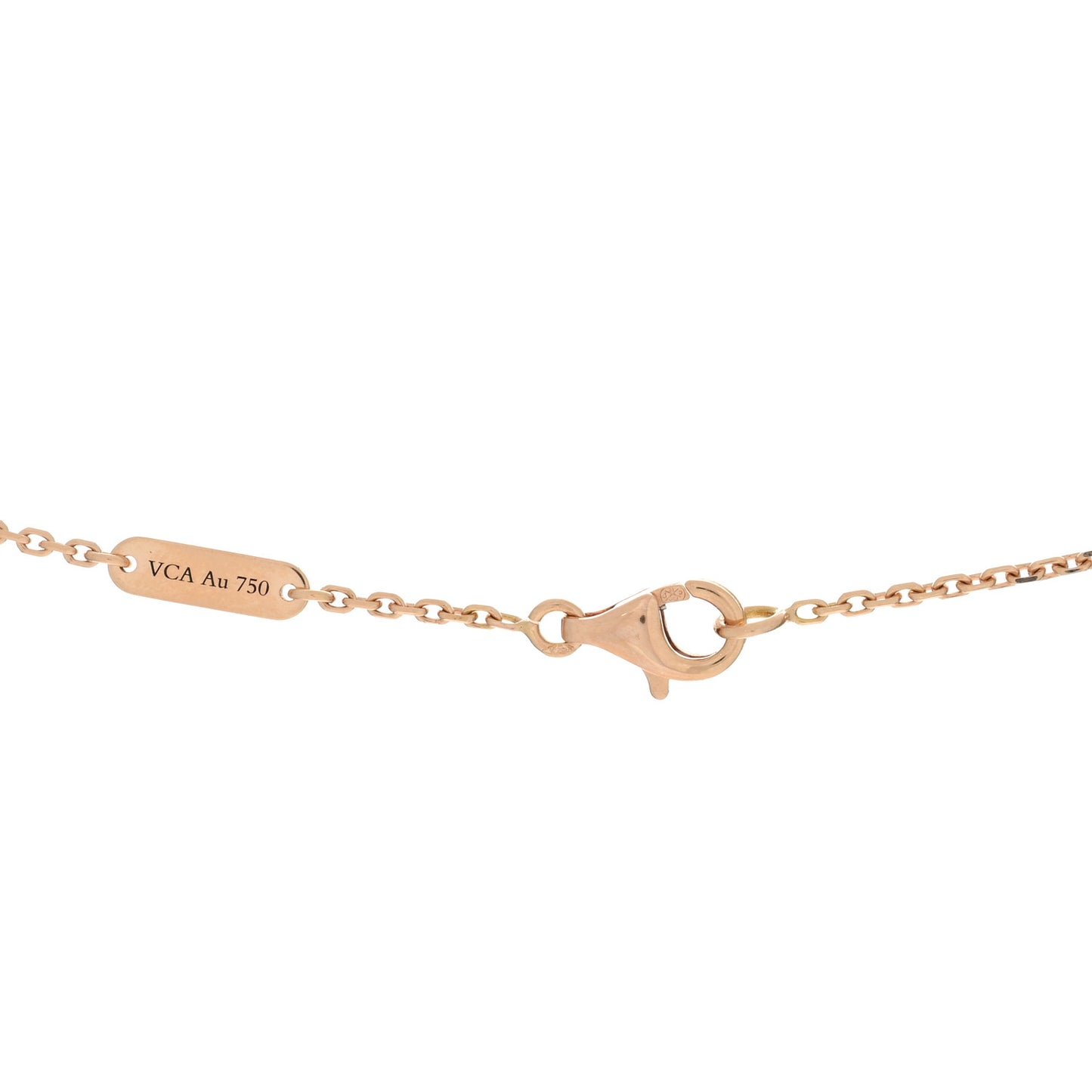 18K Rose Gold Diamond Mother of Pearl Vintage Alhambra Pendant Necklace