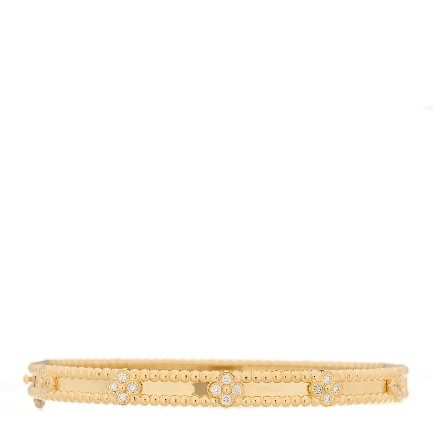 18K Yellow Gold Diamond Perlee Sweet Clovers Bracelet M