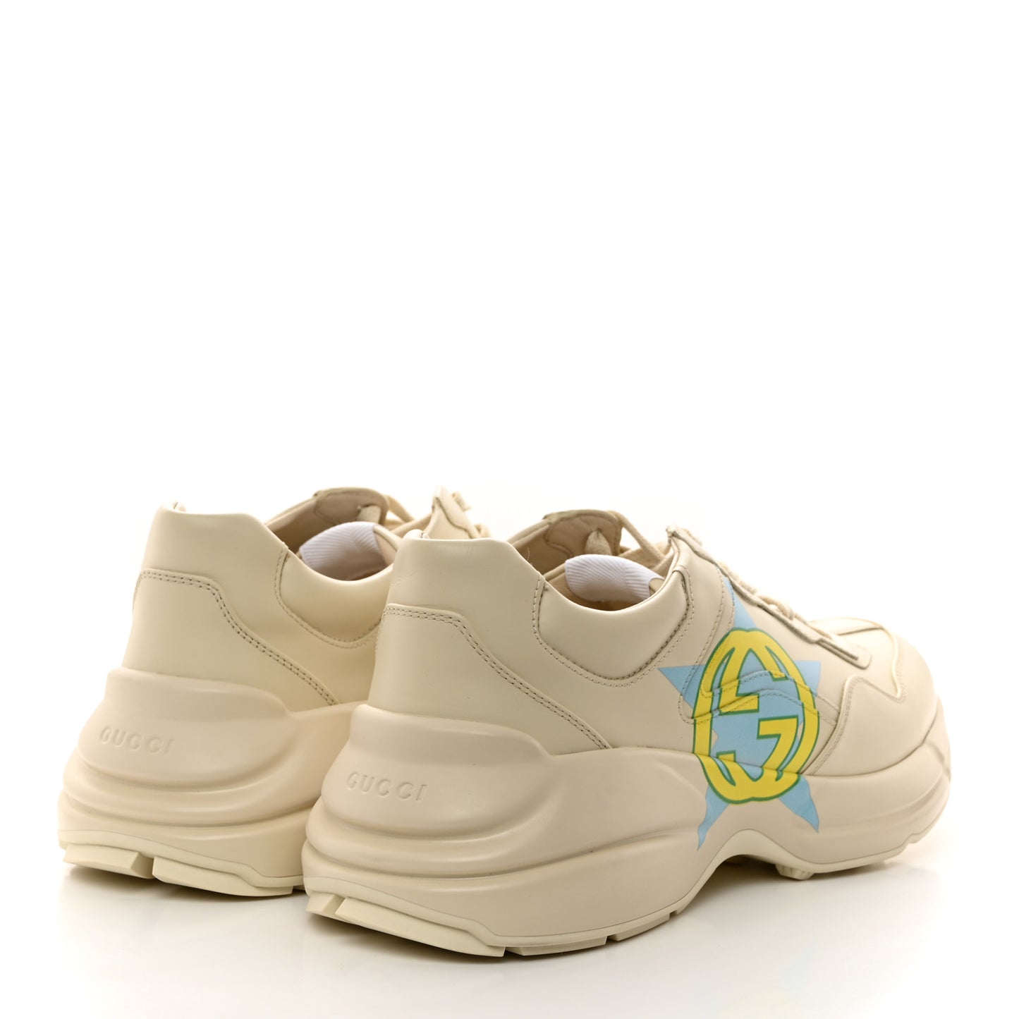 Apollo Calfskin Star Interlocking G Mens Rhyton Sneakers 10.5 Ivoire