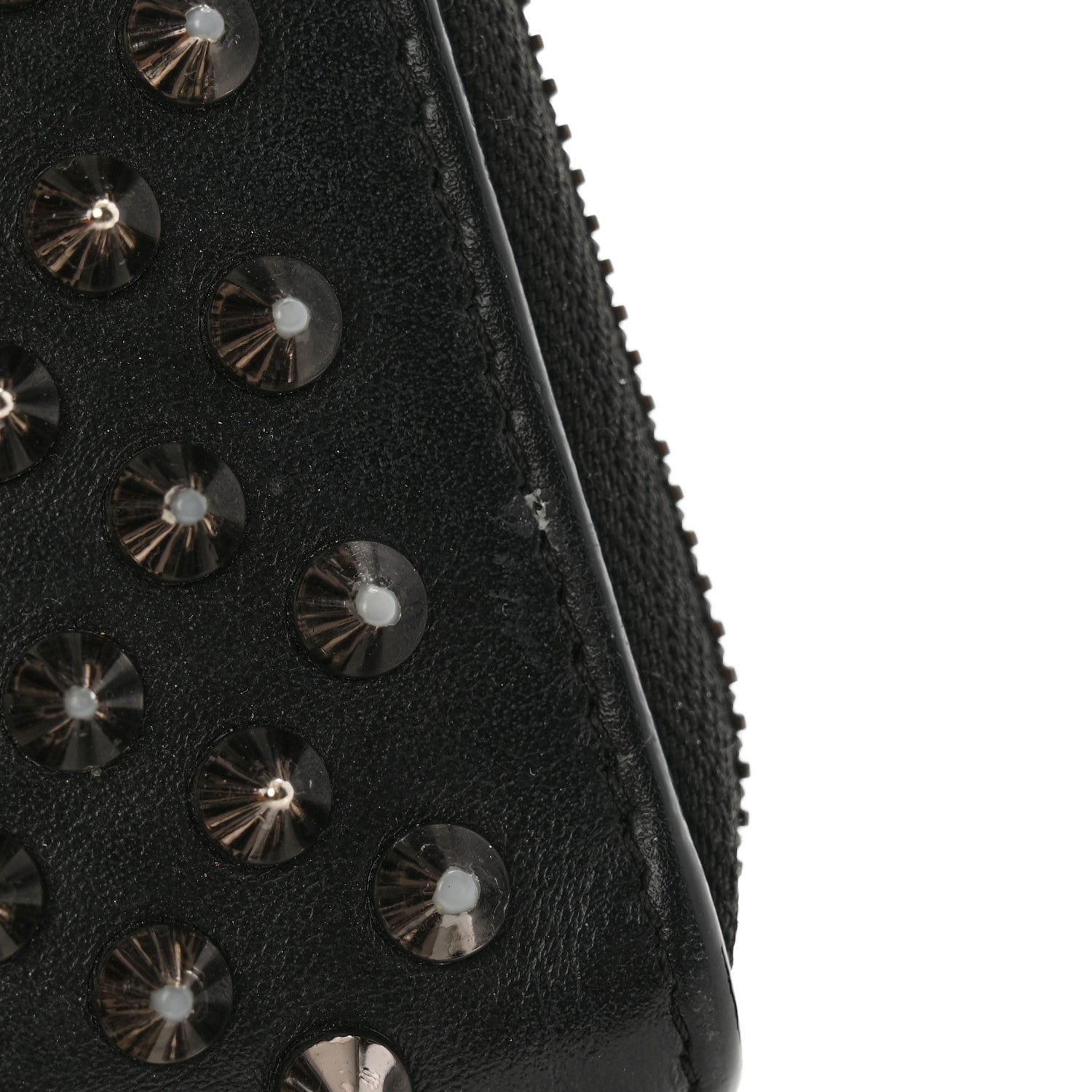 Christian Louboutin Calfskin Panettone Spiked Zip Around Wallet Black 11 of 13