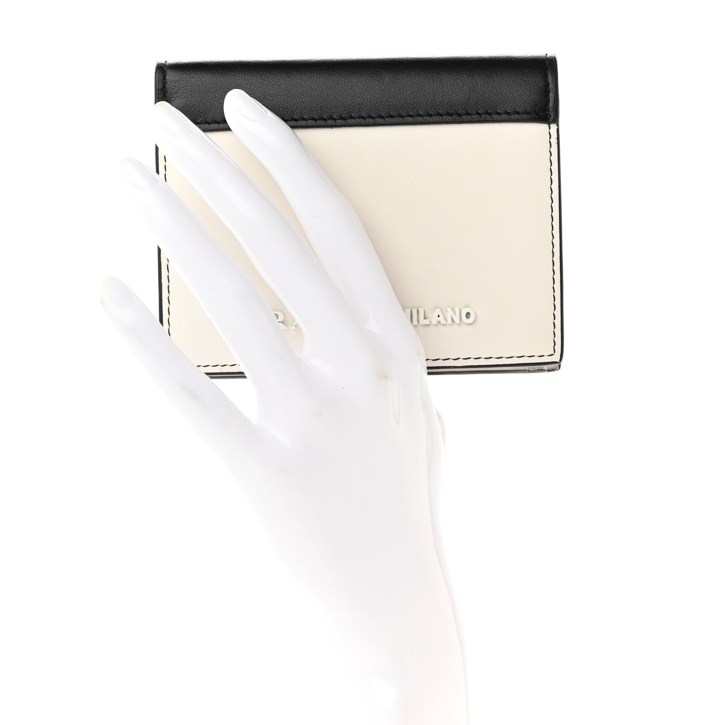 City Calfskin Bi-Fold Wallet White Black
