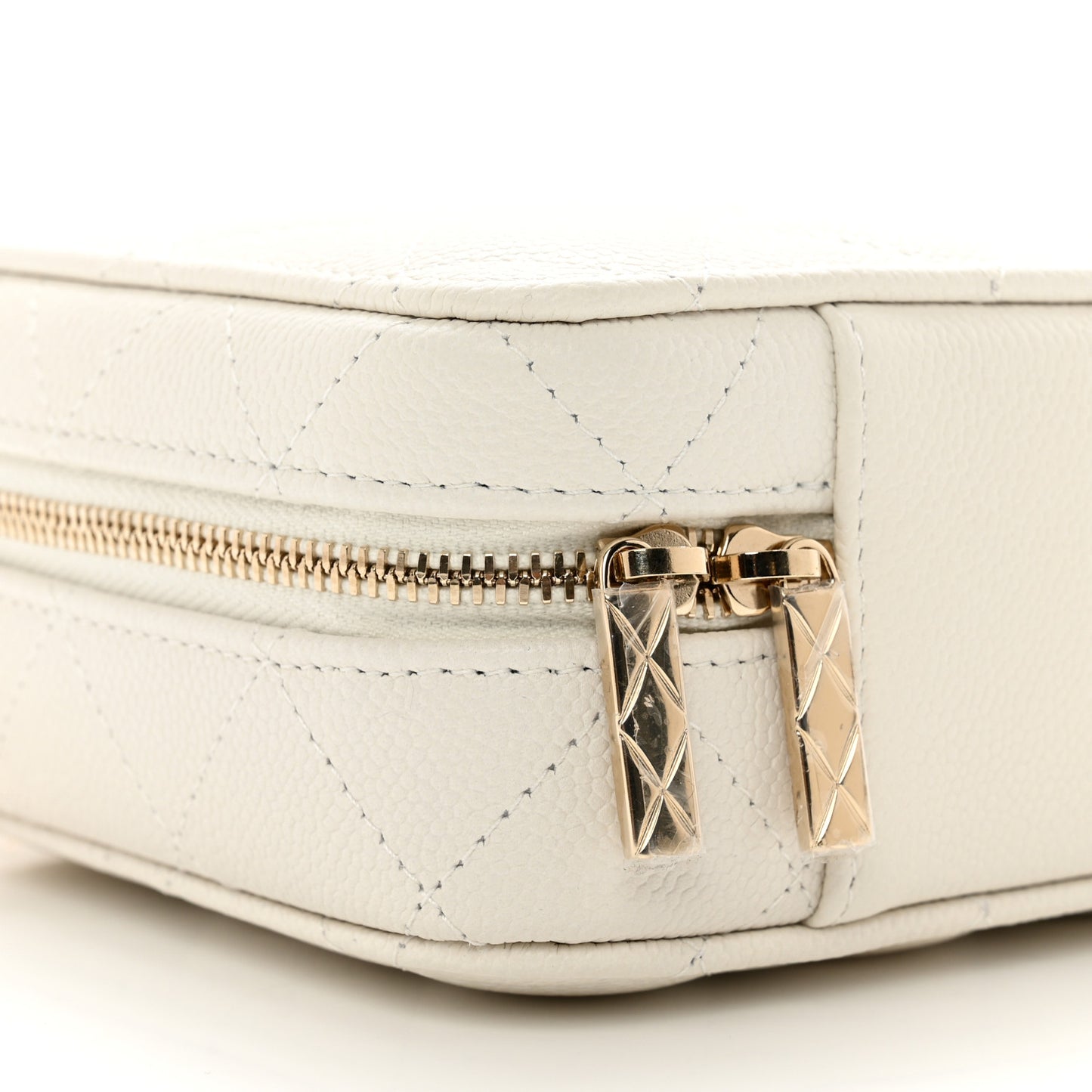 Caviar Quilted Top Handle Vanity Case White