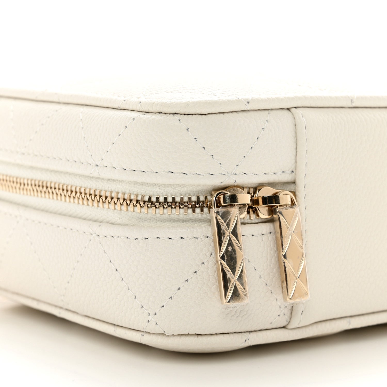 Chanel Caviar Quilted Top Handle Vanity Case White 8 of 10