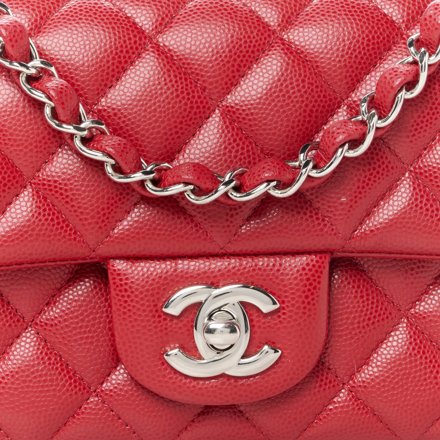Chanel Caviar Quilted Mini Rectangular Flap Red 9 of 11