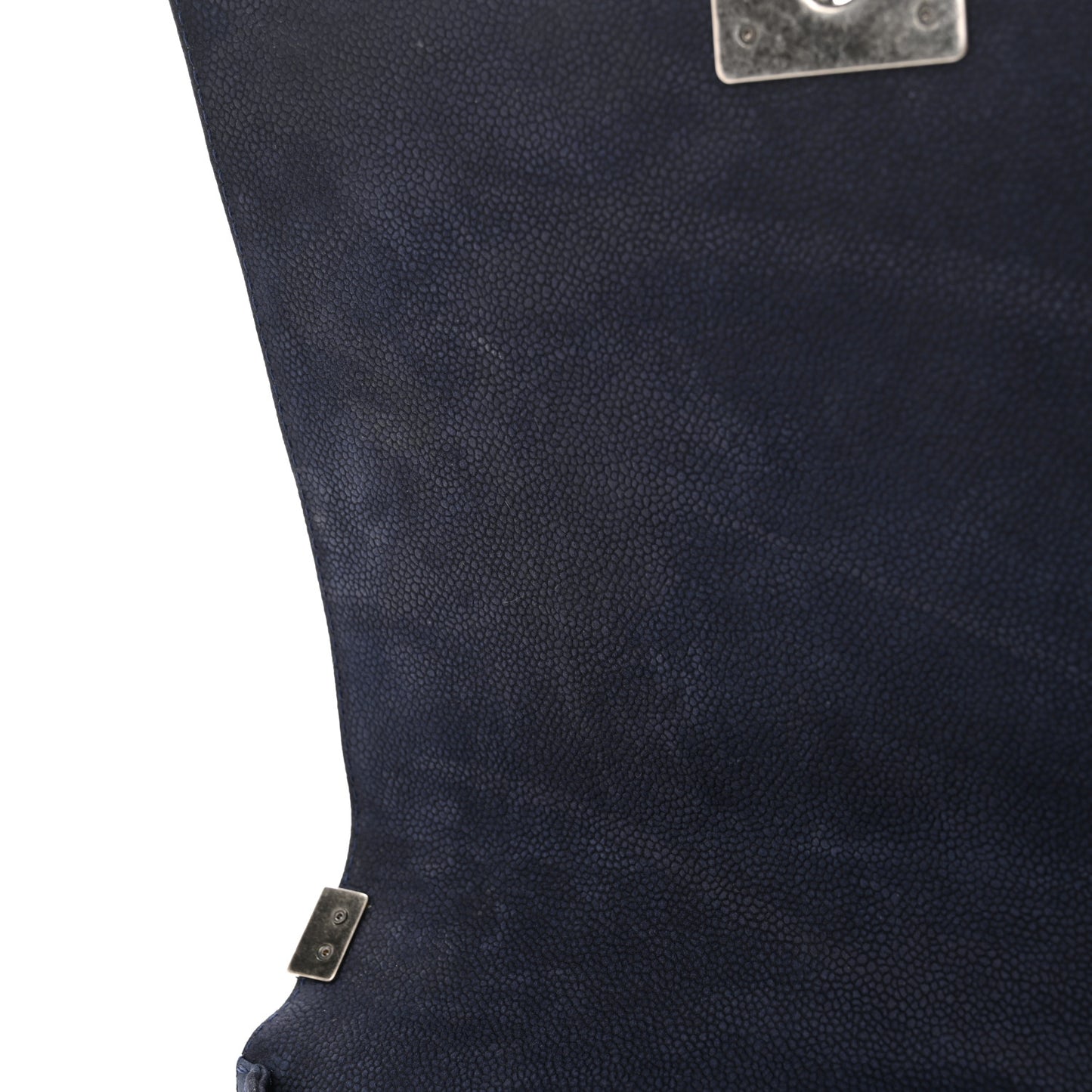 Iridescent Caviar Quilted Large Boy Flap Navy Blue